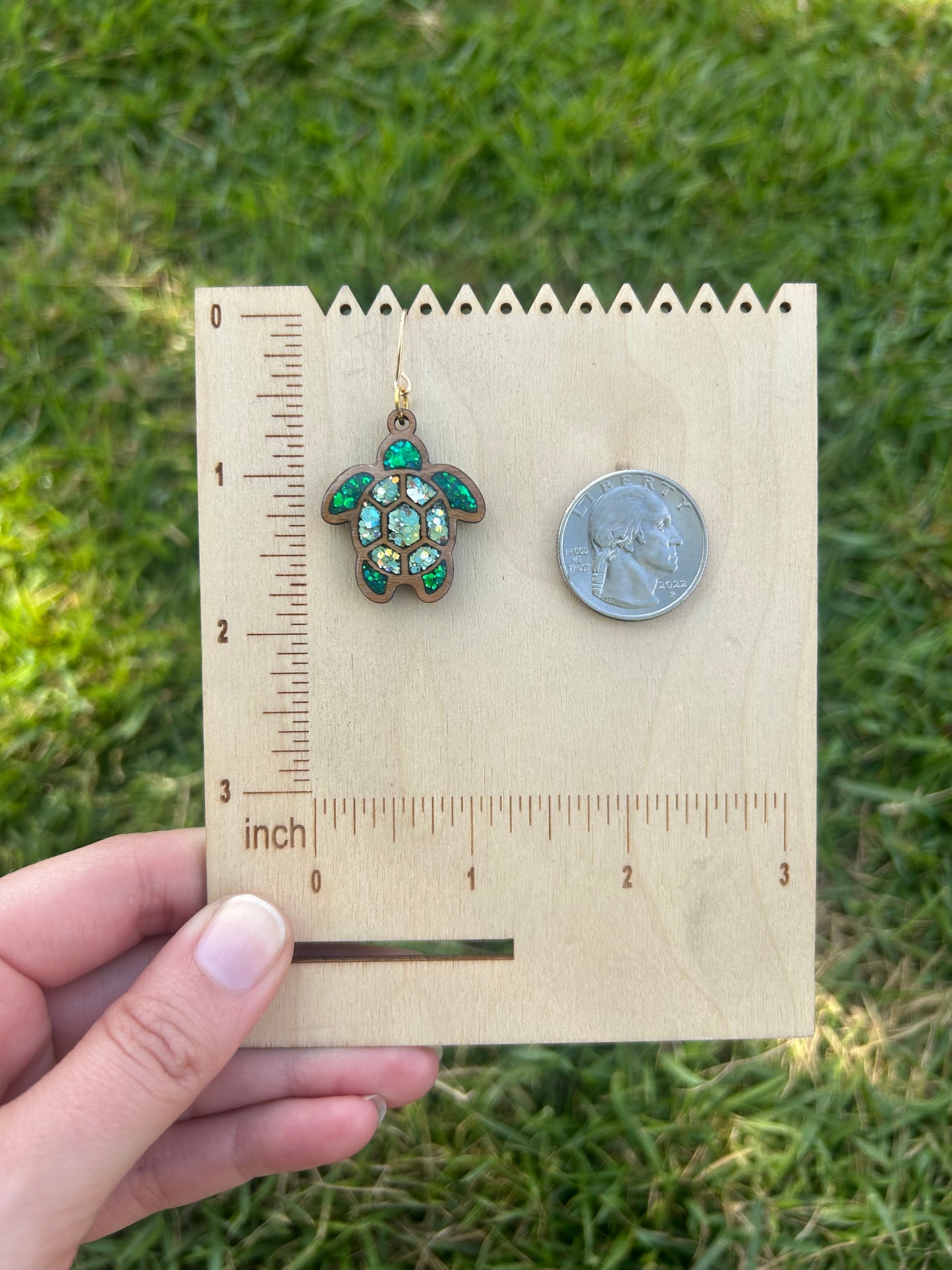Turtle wooden earrings