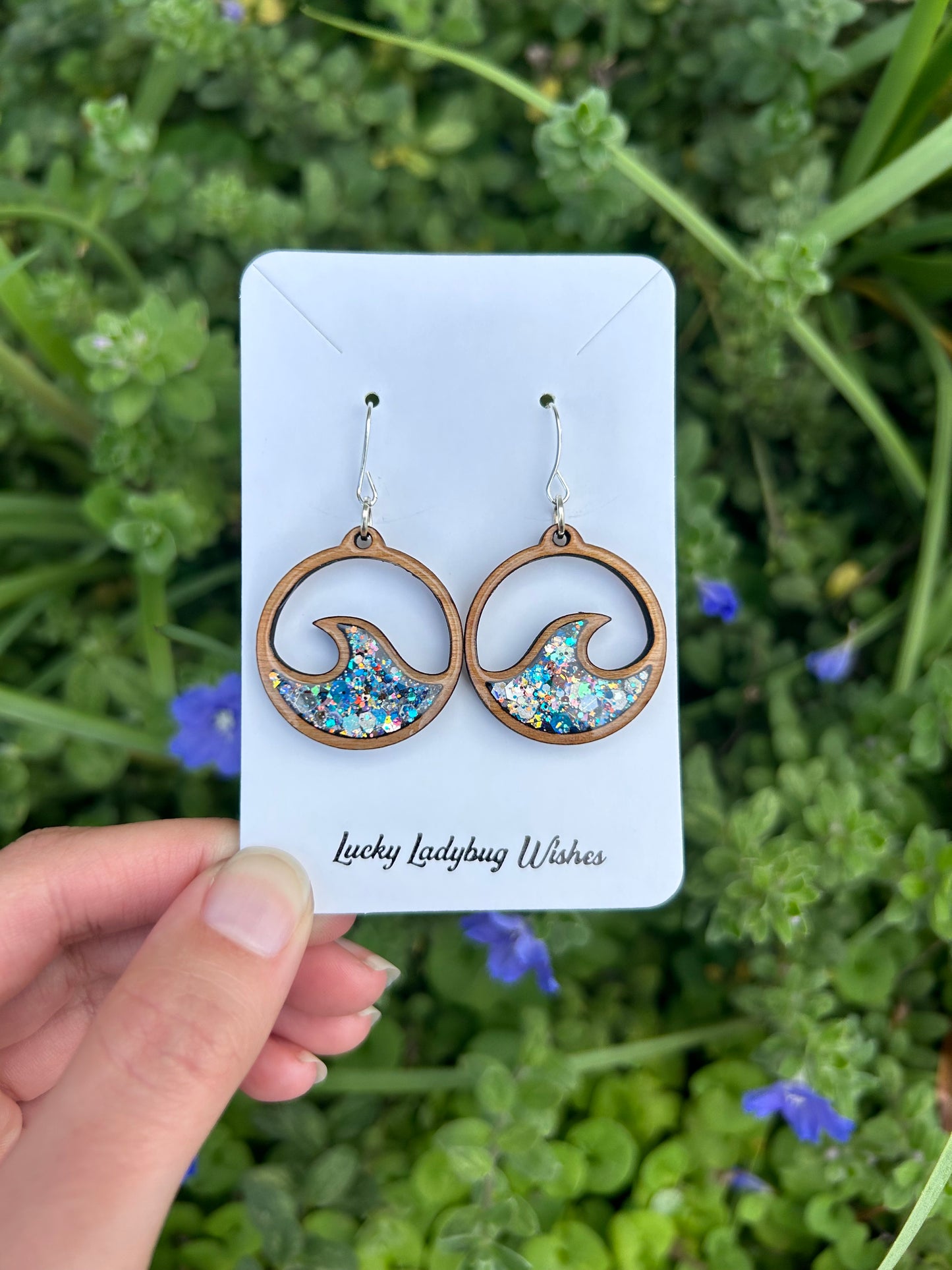 Wooden Wave hoop earrings