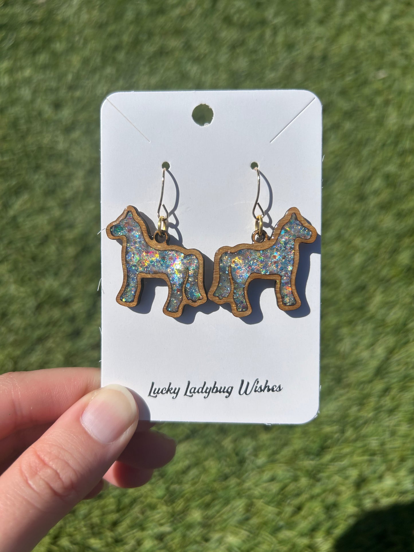 Horse wooden earrings