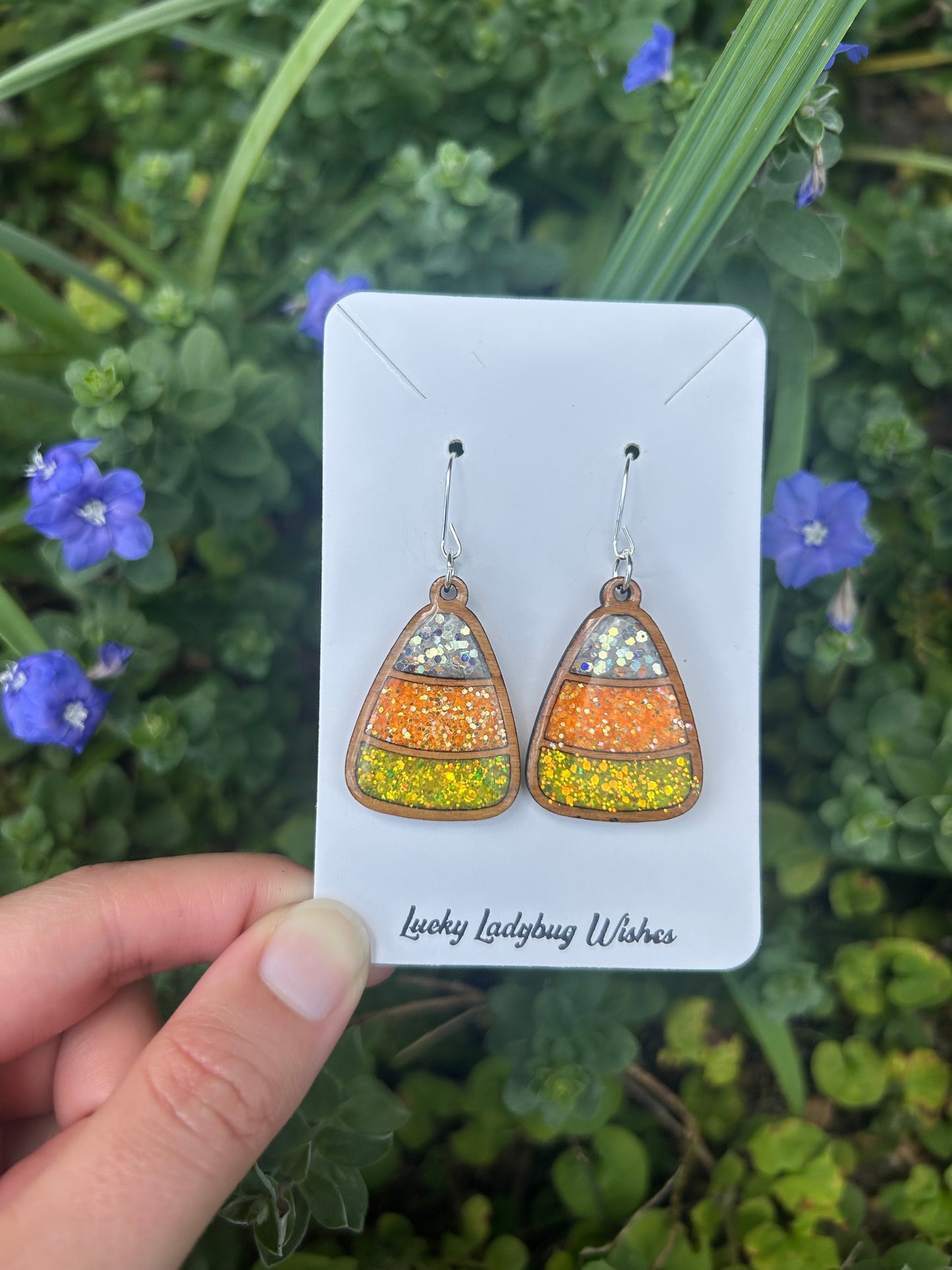 Wooden Candy Corn earrings