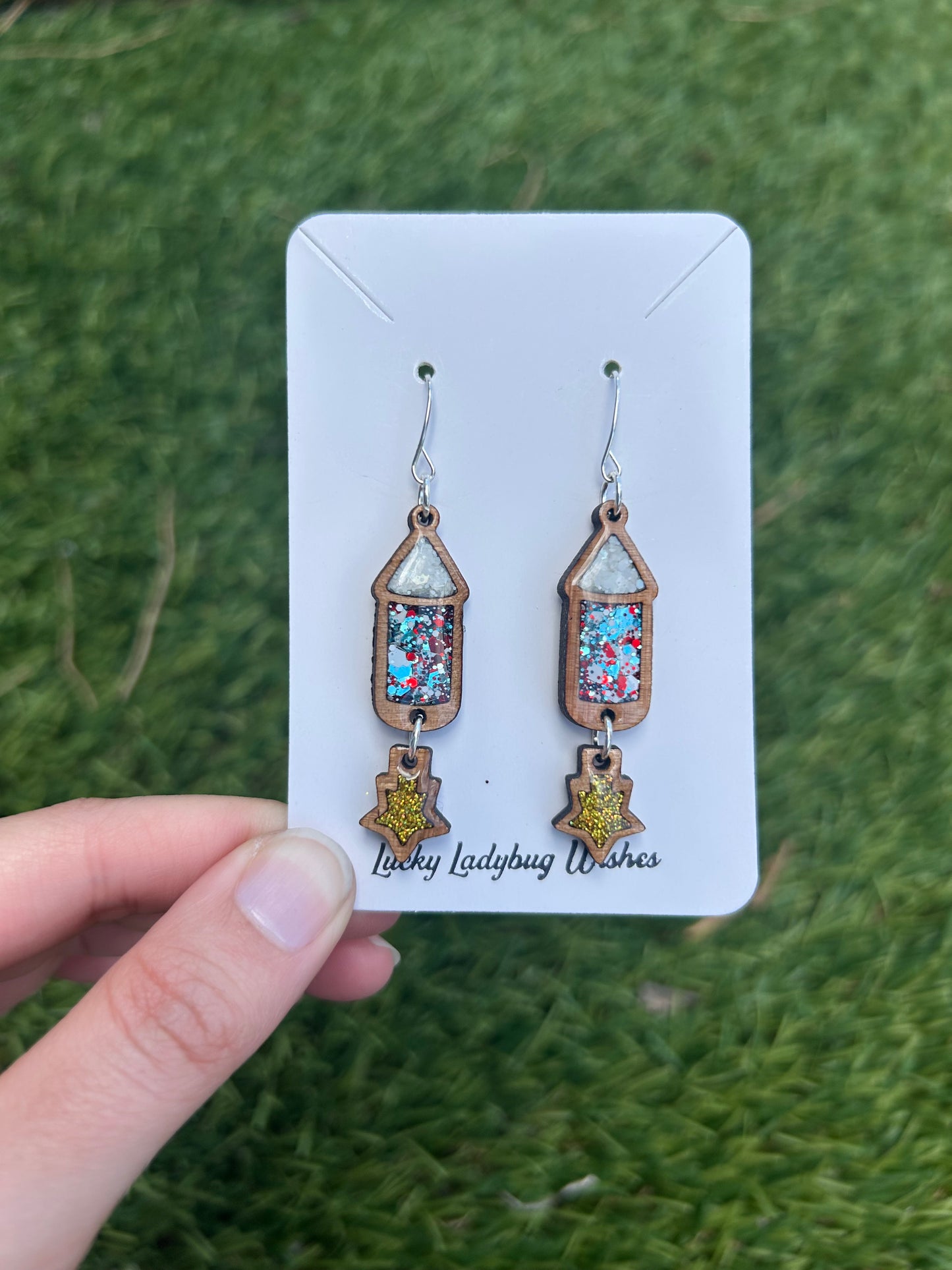 2-Piece Fireworks wooden earrings