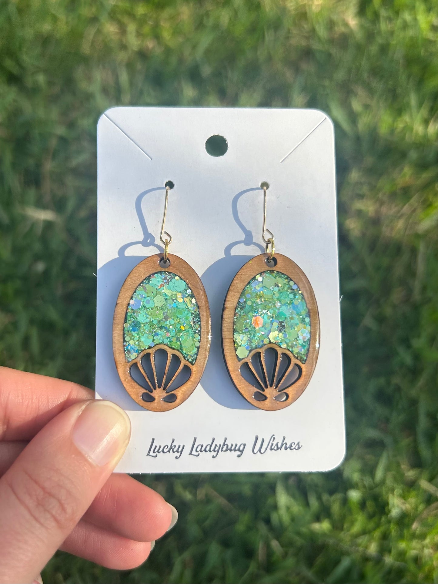 Oval Shells wooden earrings