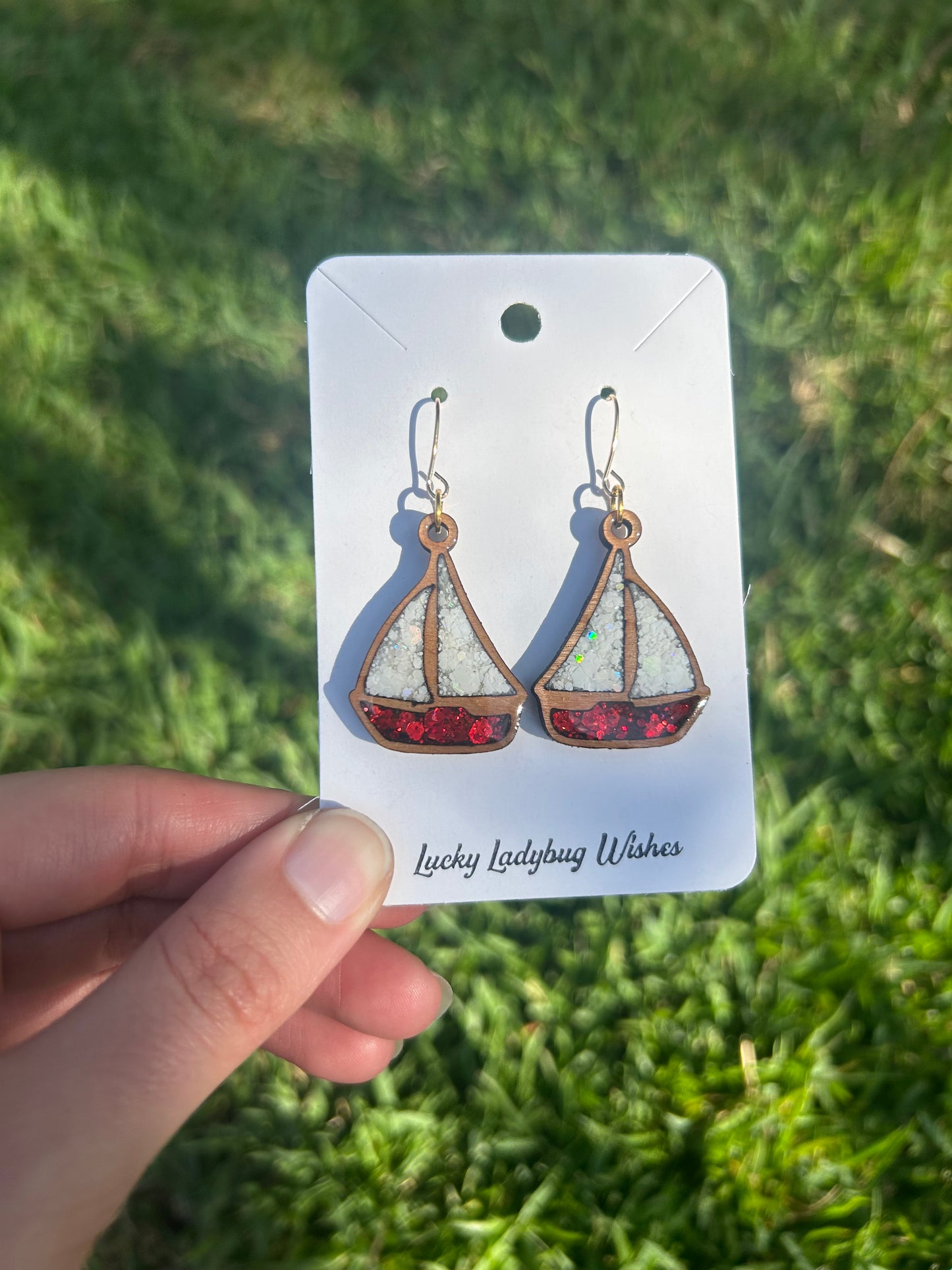 Sailboats wooden earrings