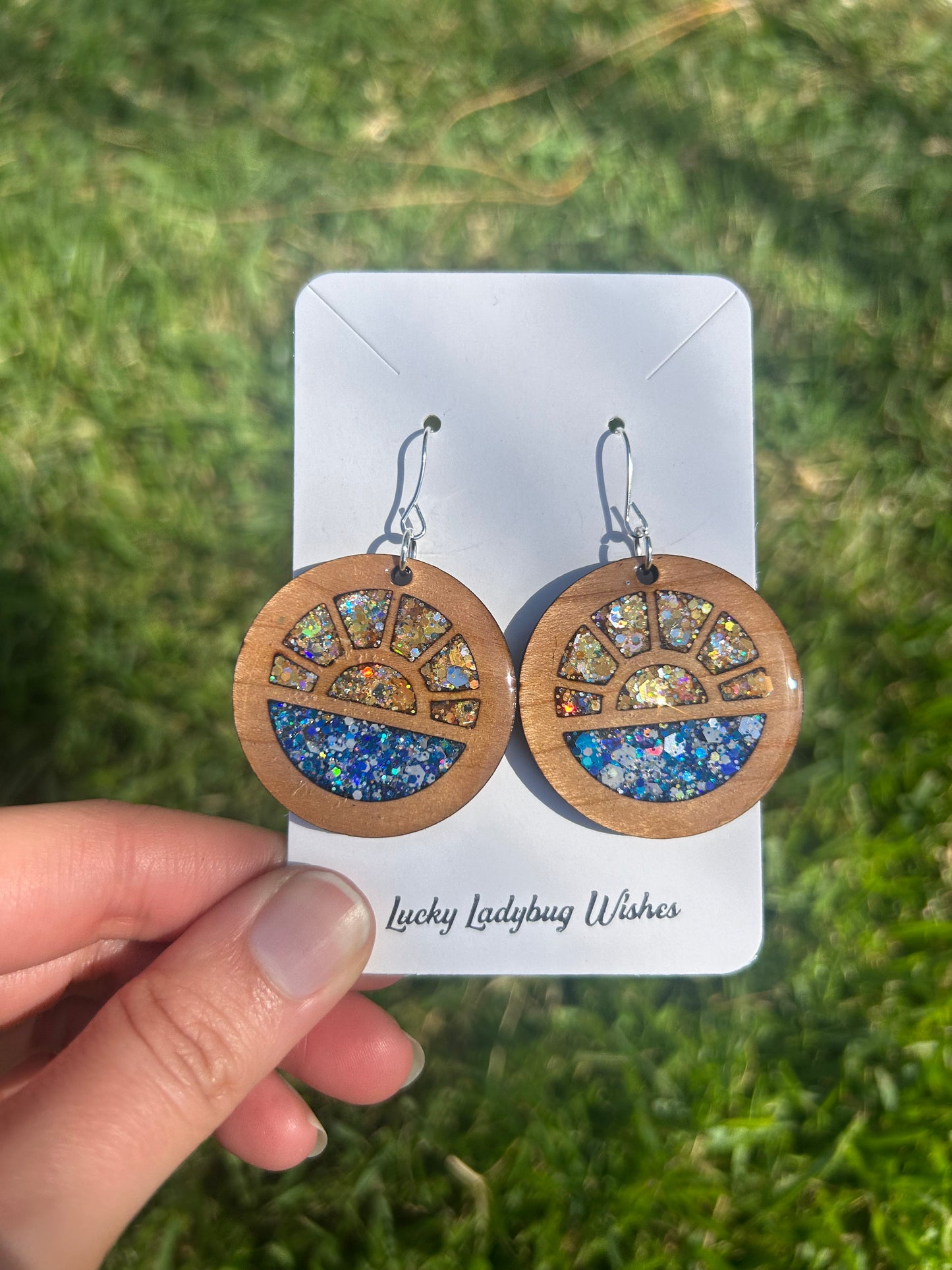 Sunrise Hoops wooden earrings