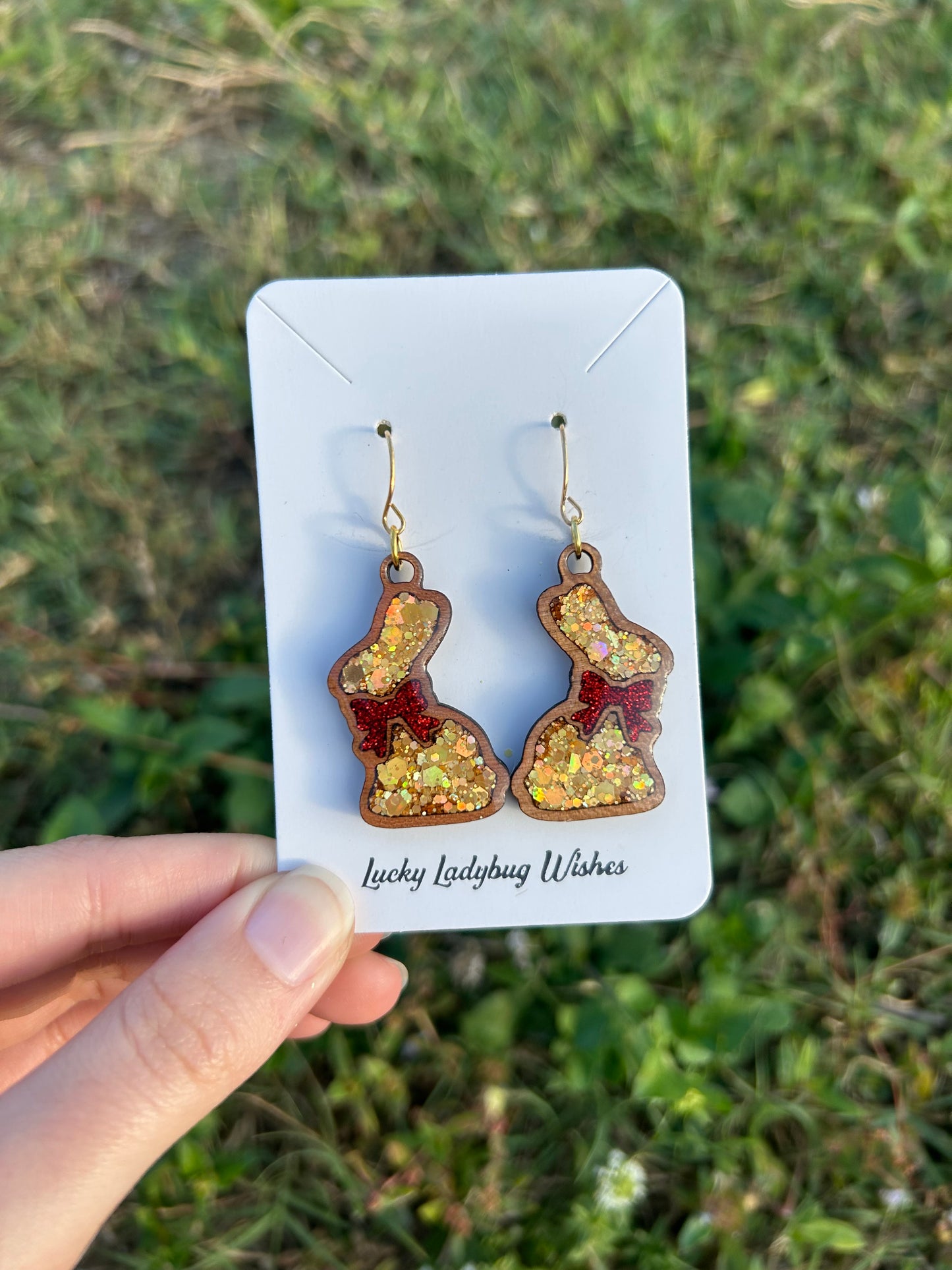 Chocolate bunny wooden earrings