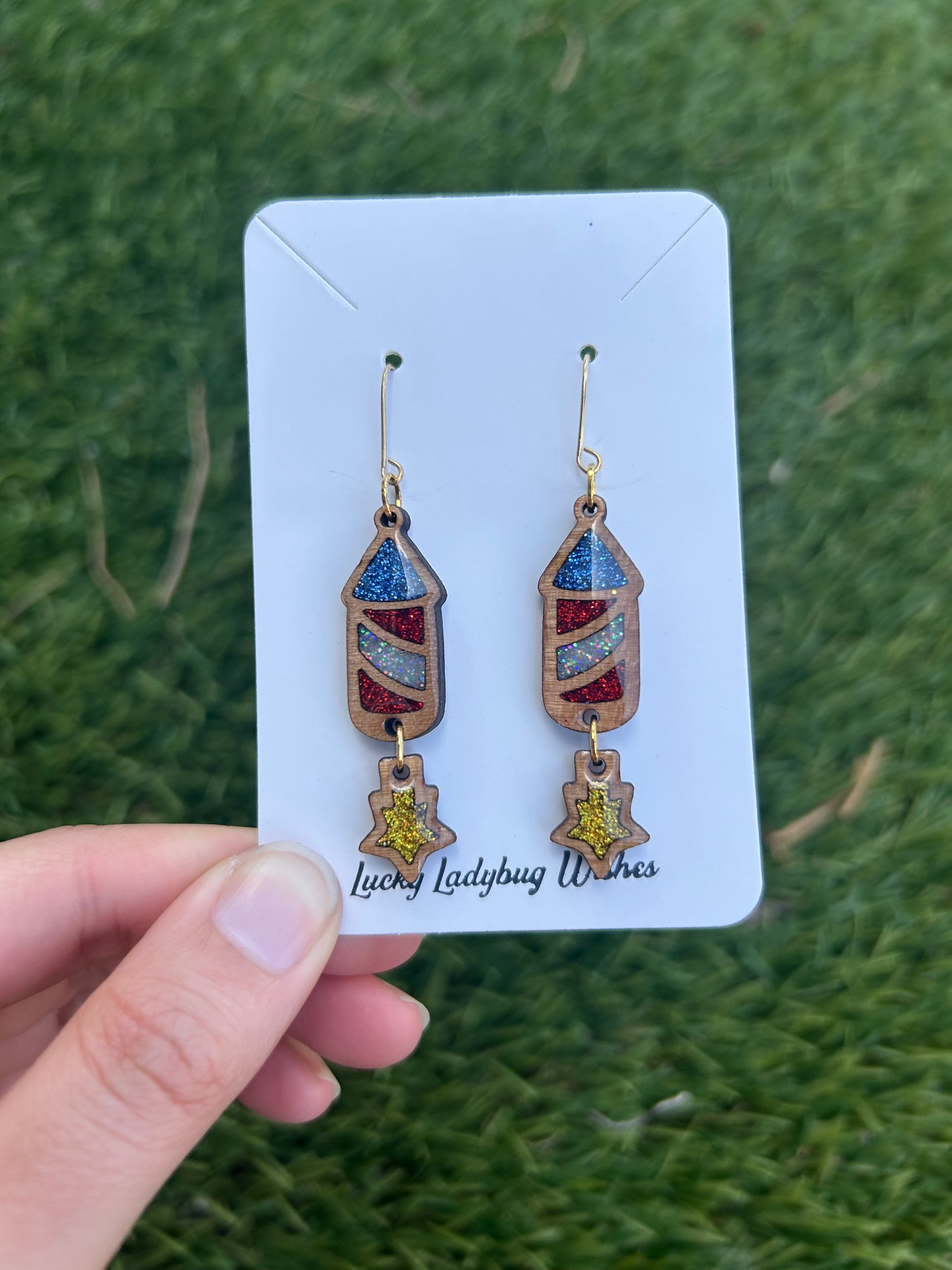 2-Piece Fireworks wooden earrings
