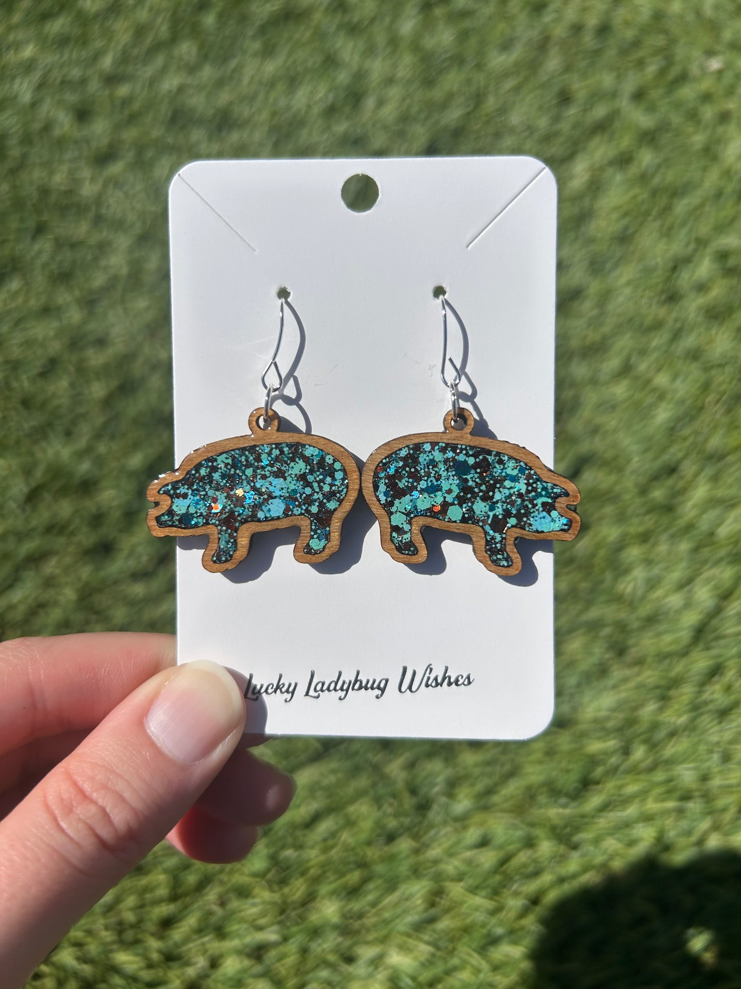 Pig wooden earrings