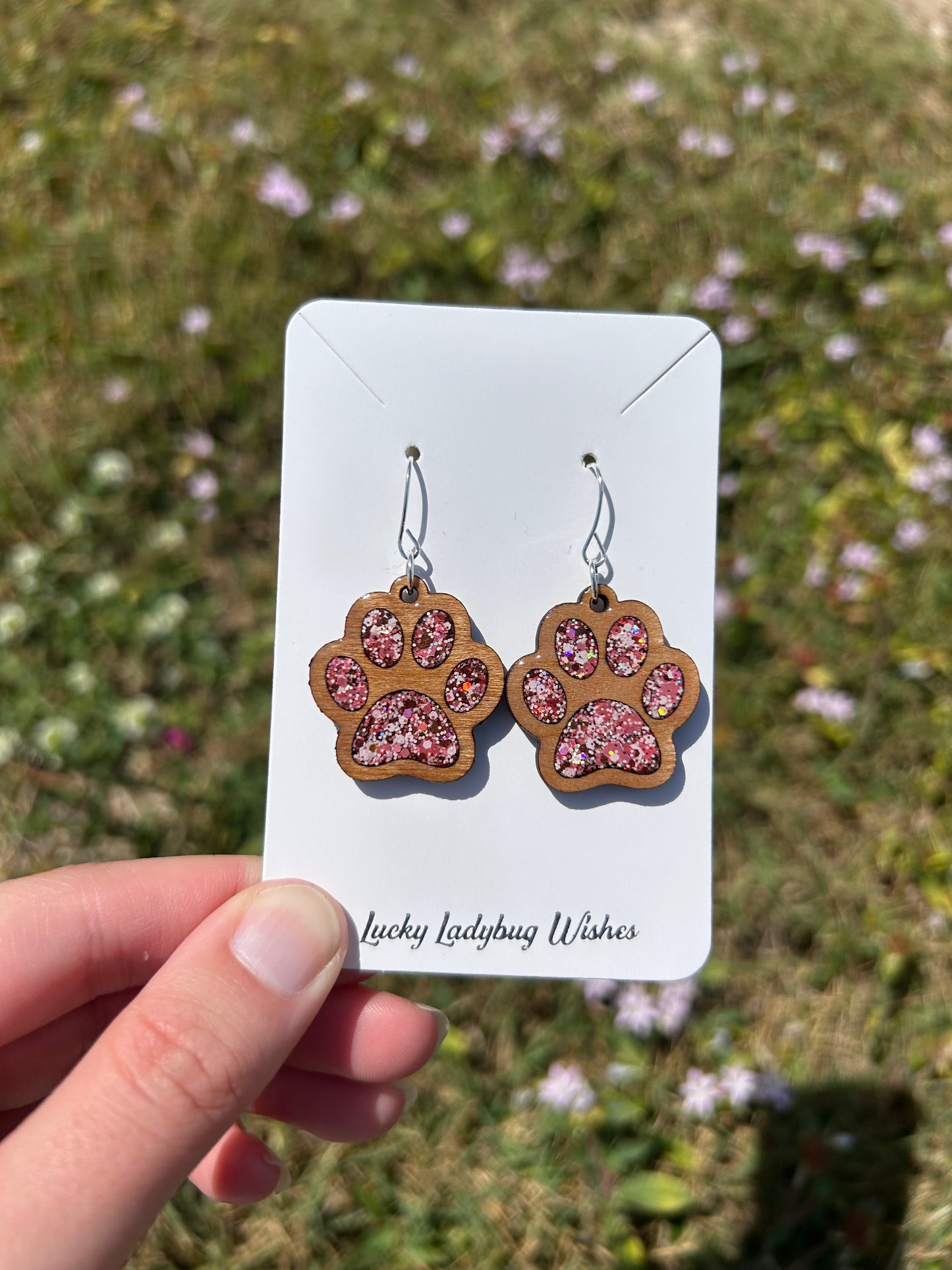 Dog Paw wooden earrings