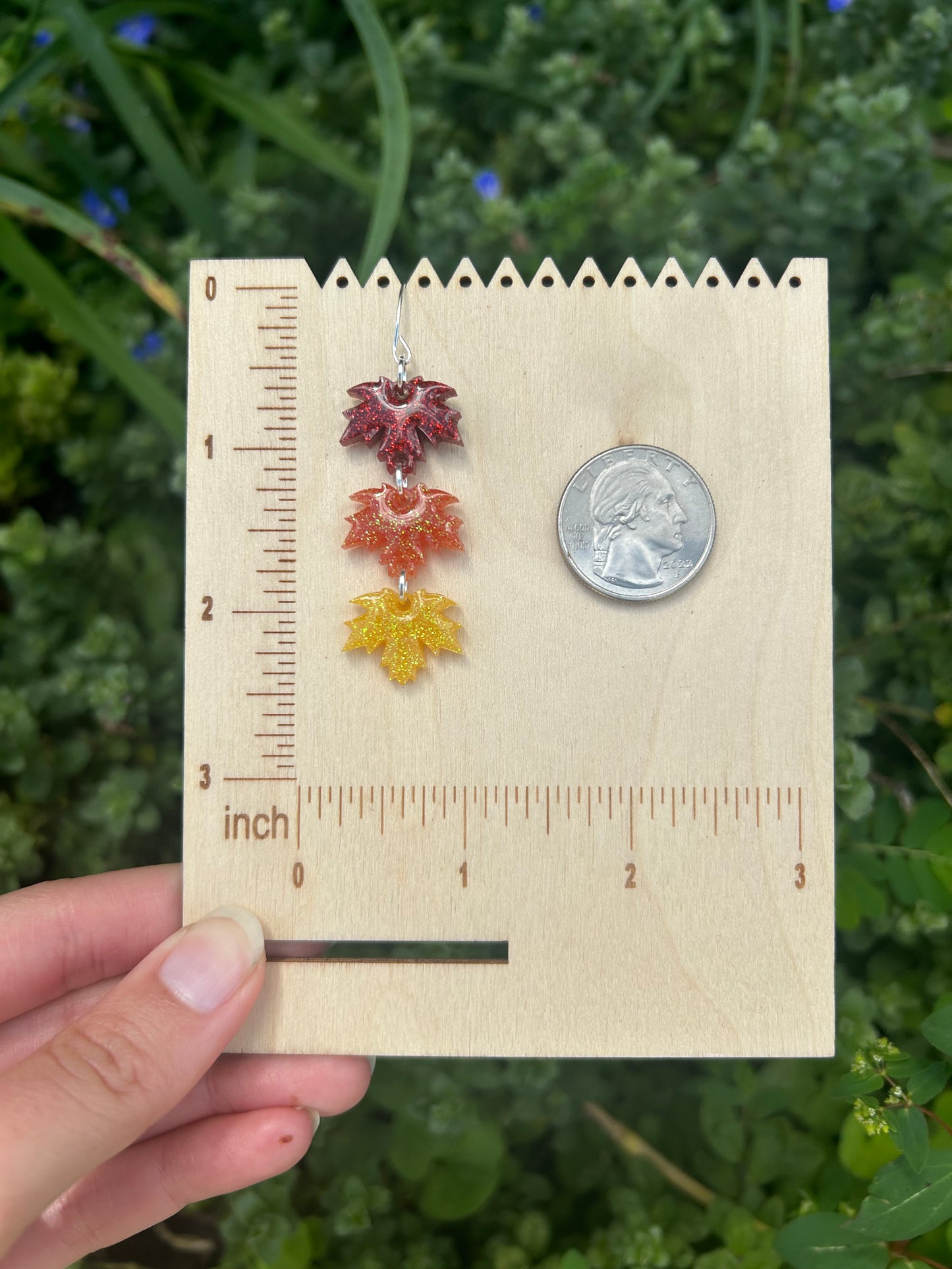 Fall leaf 3 tier earrings