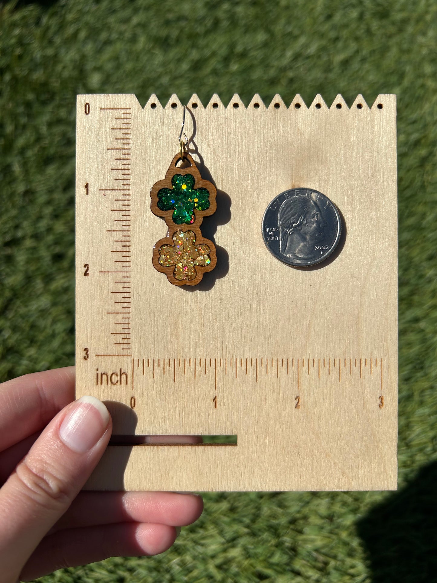 2-Stack Wooden Clover earrings