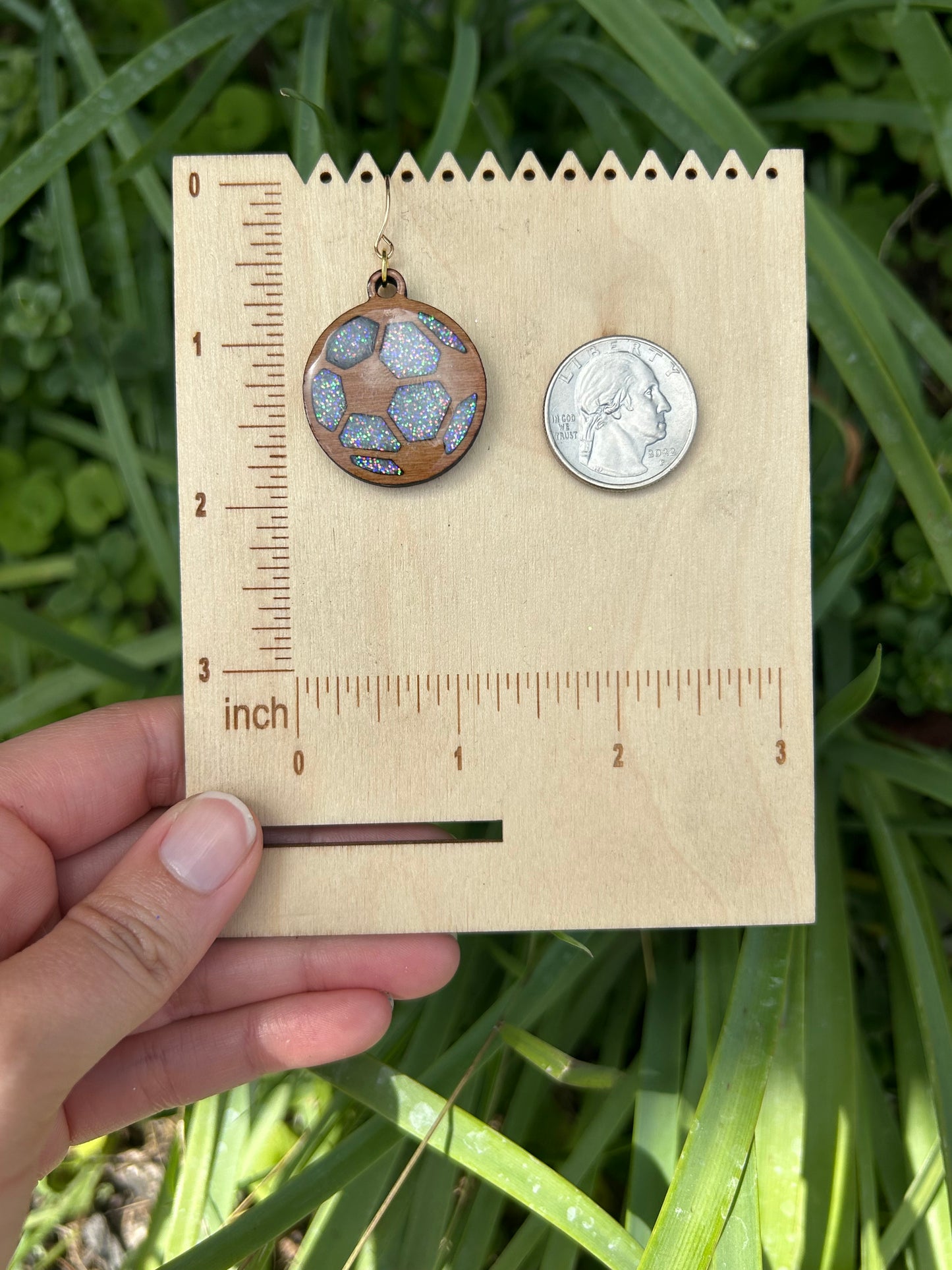 Soccer wooden earrings