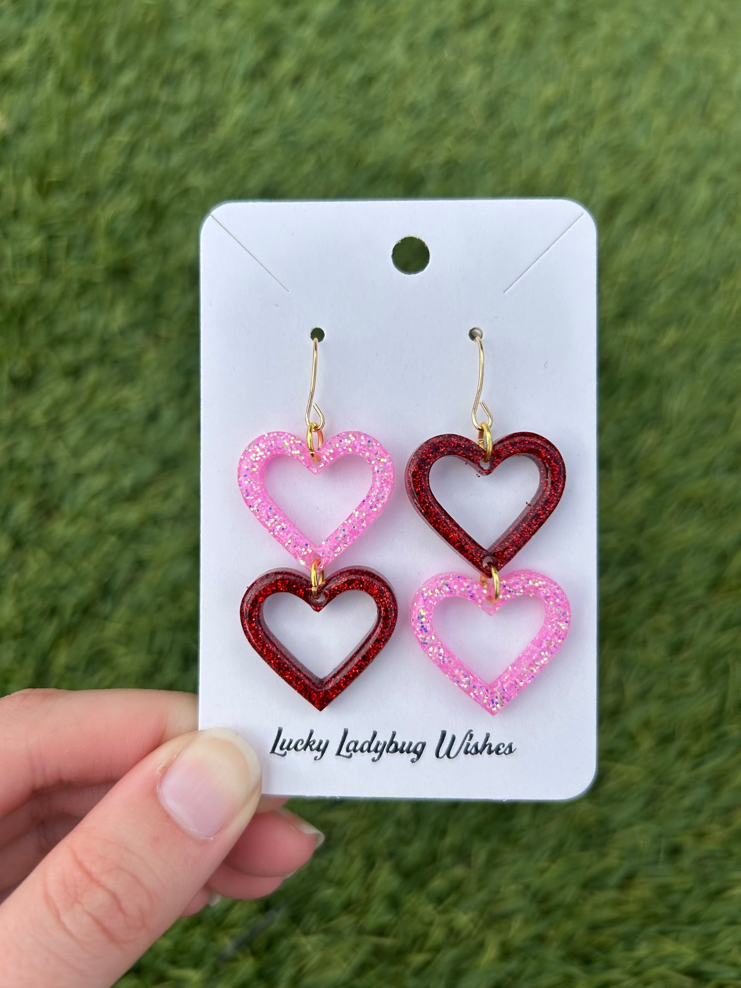 2 stack heart earrings