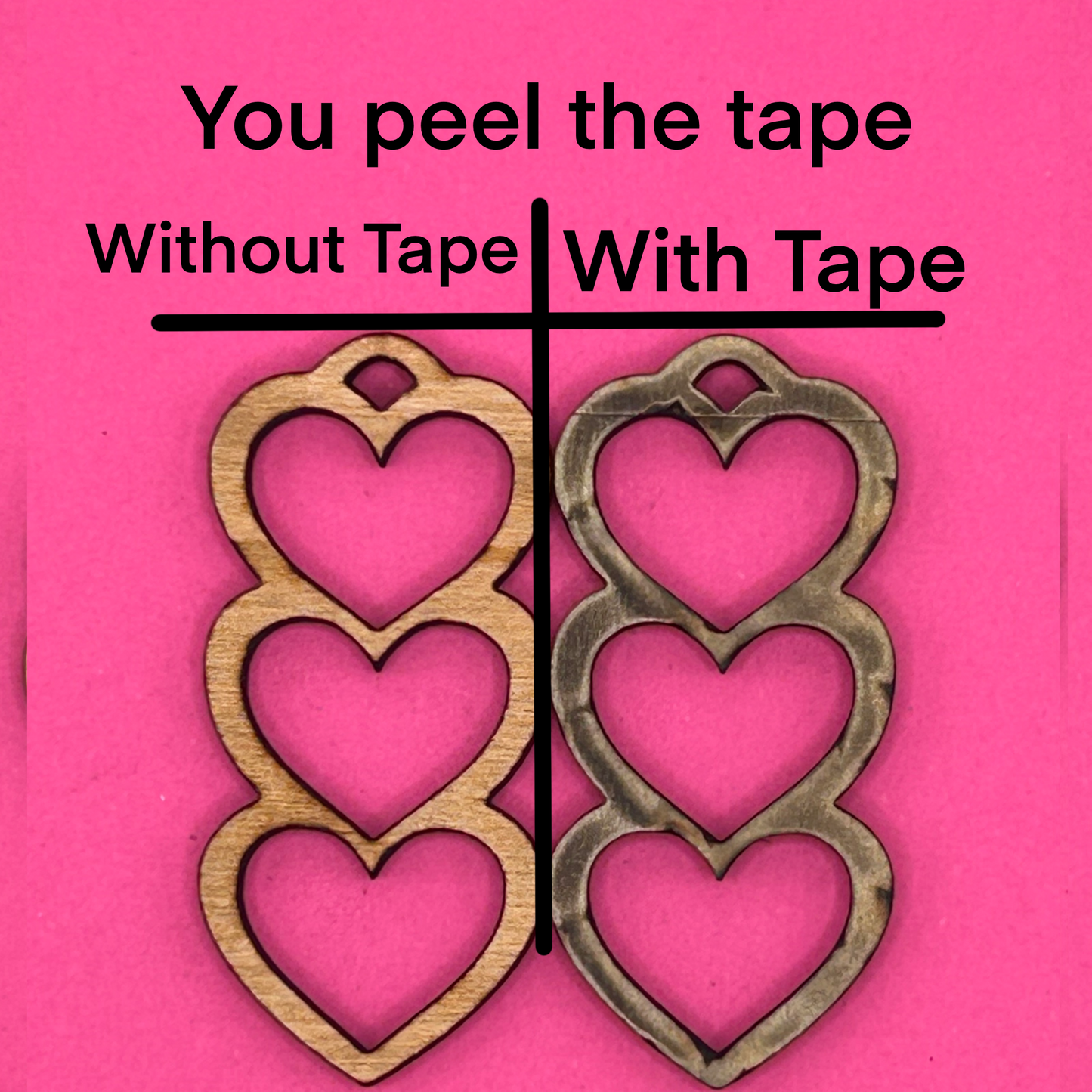 Blank 3 stack heart wooden bezel
