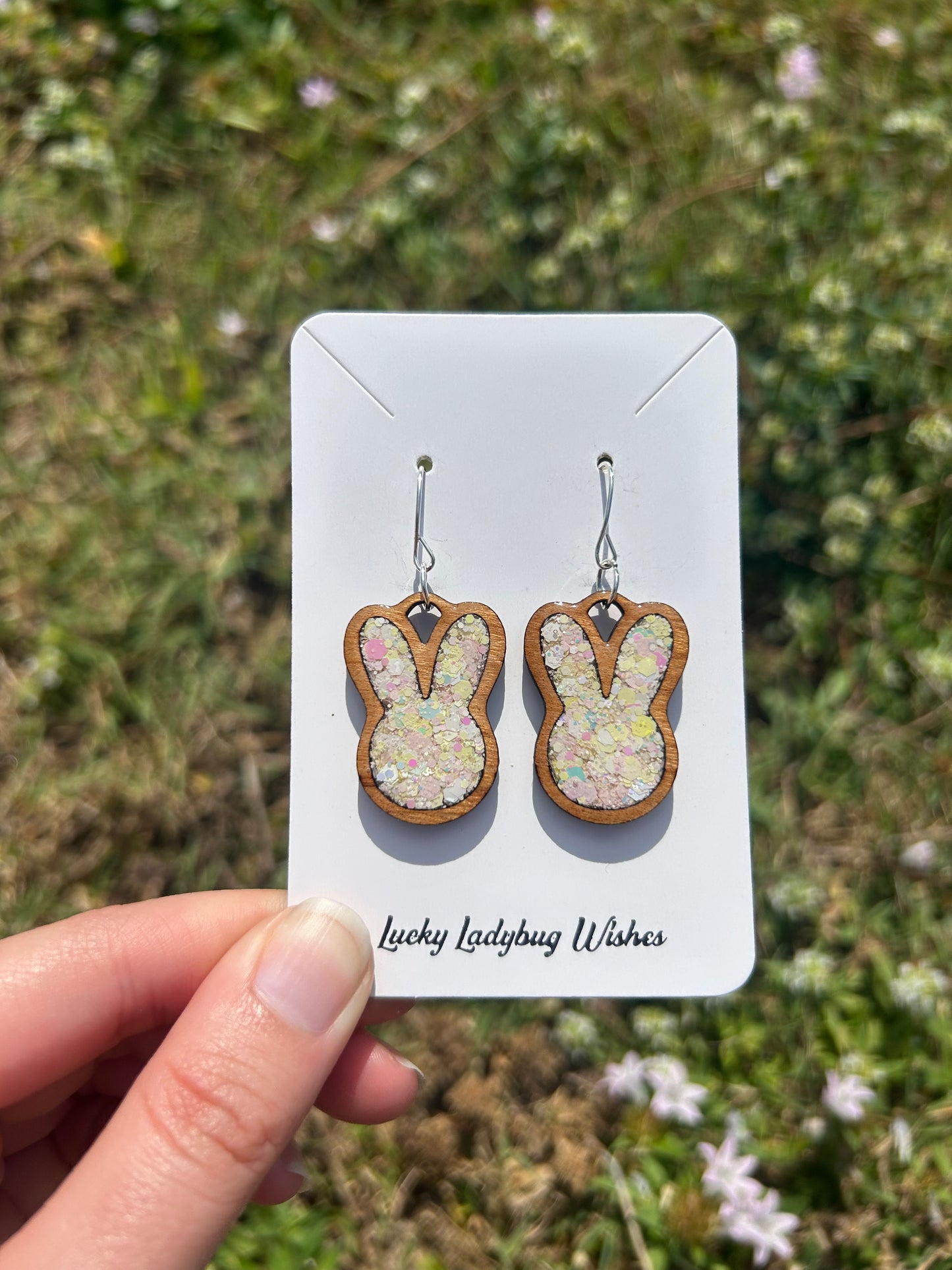Bunny wooden earrings