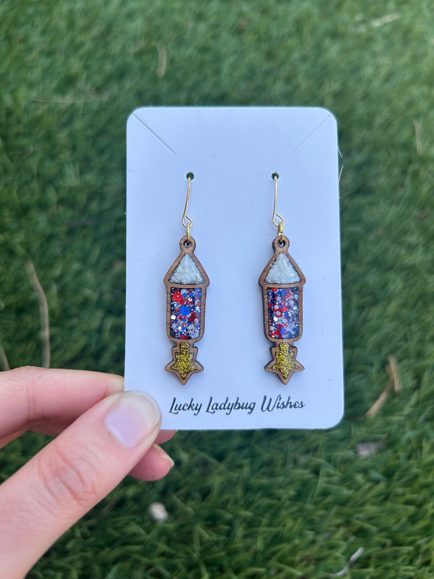 Full Fireworks wooden earrings