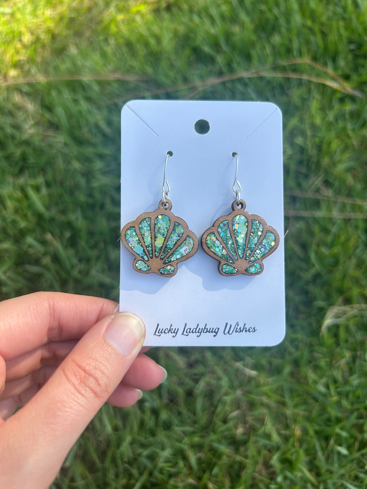 Shells wooden earrings