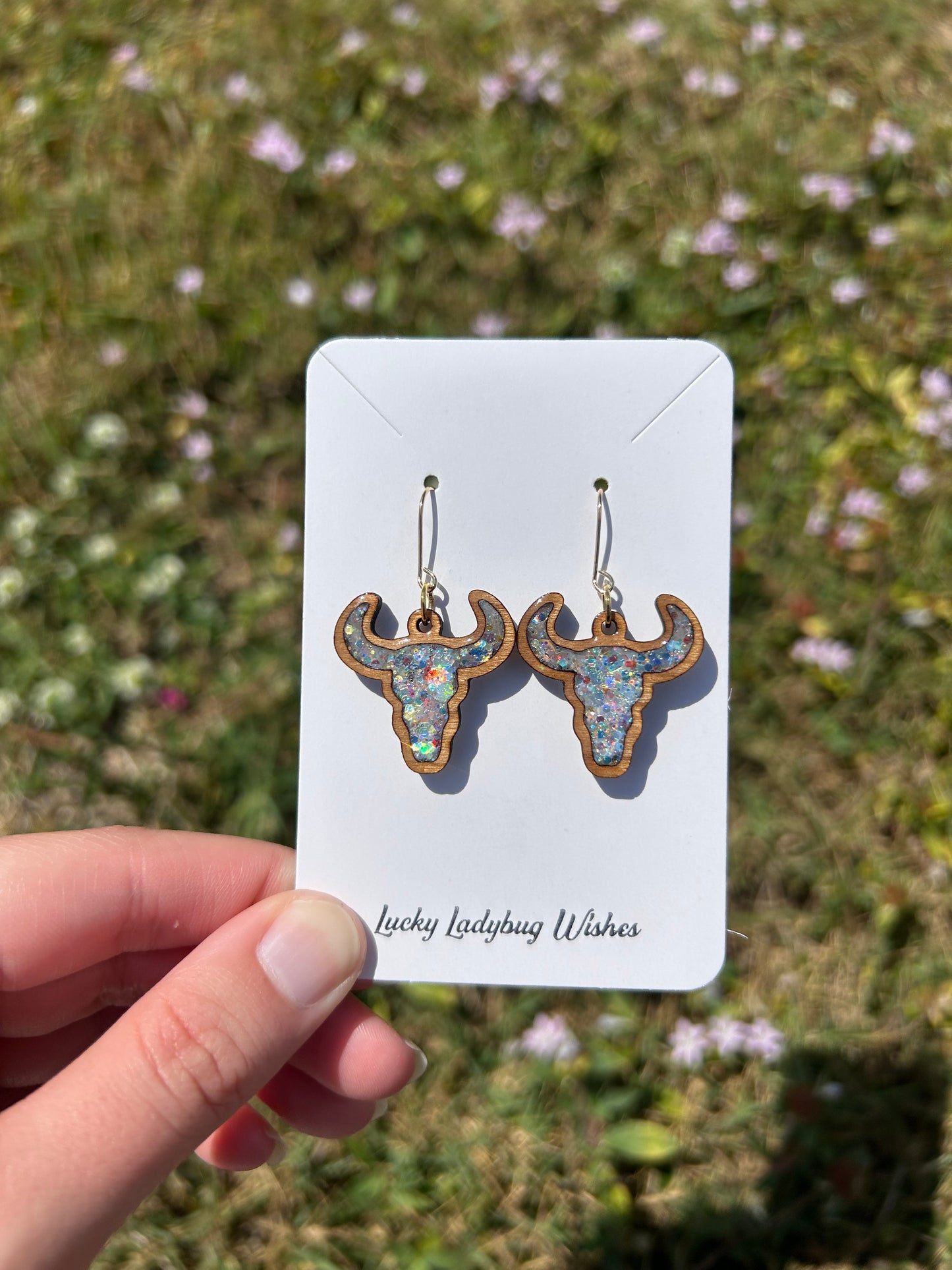 Bull Skull wooden earrings