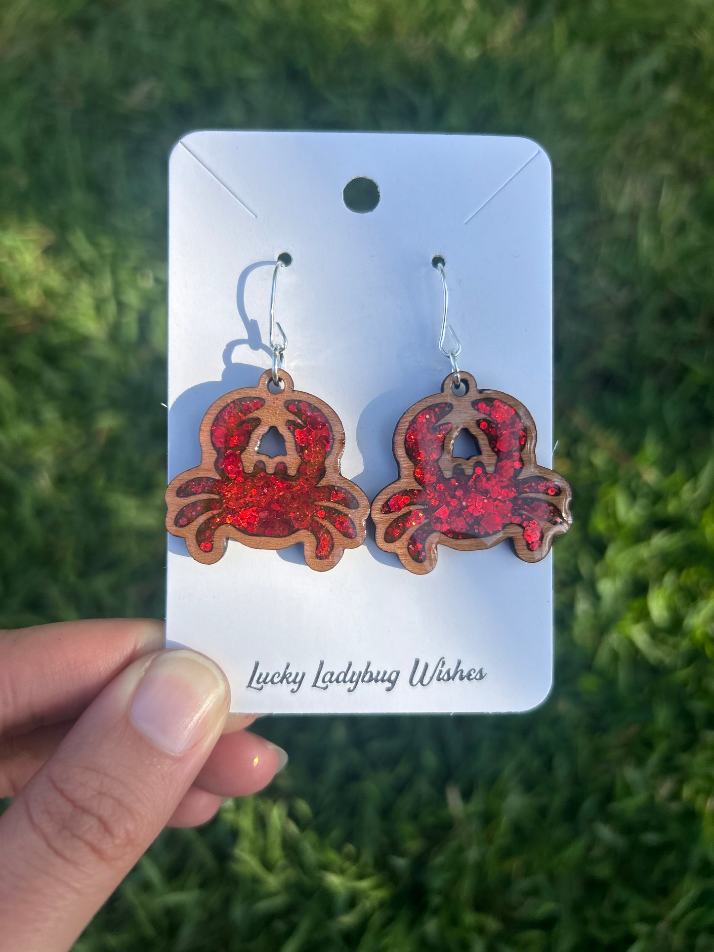 Crab wooden earrings