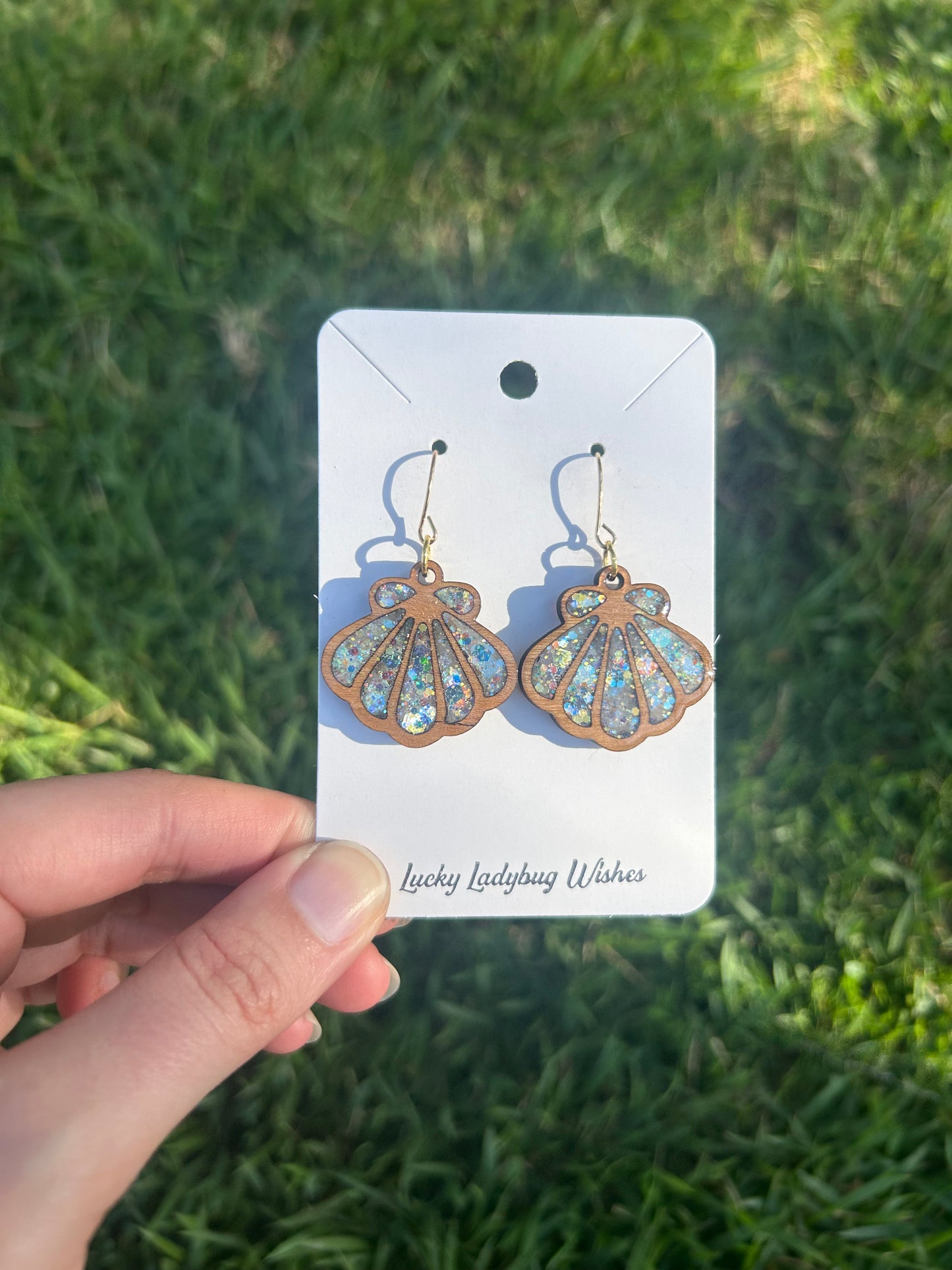 Shells wooden earrings