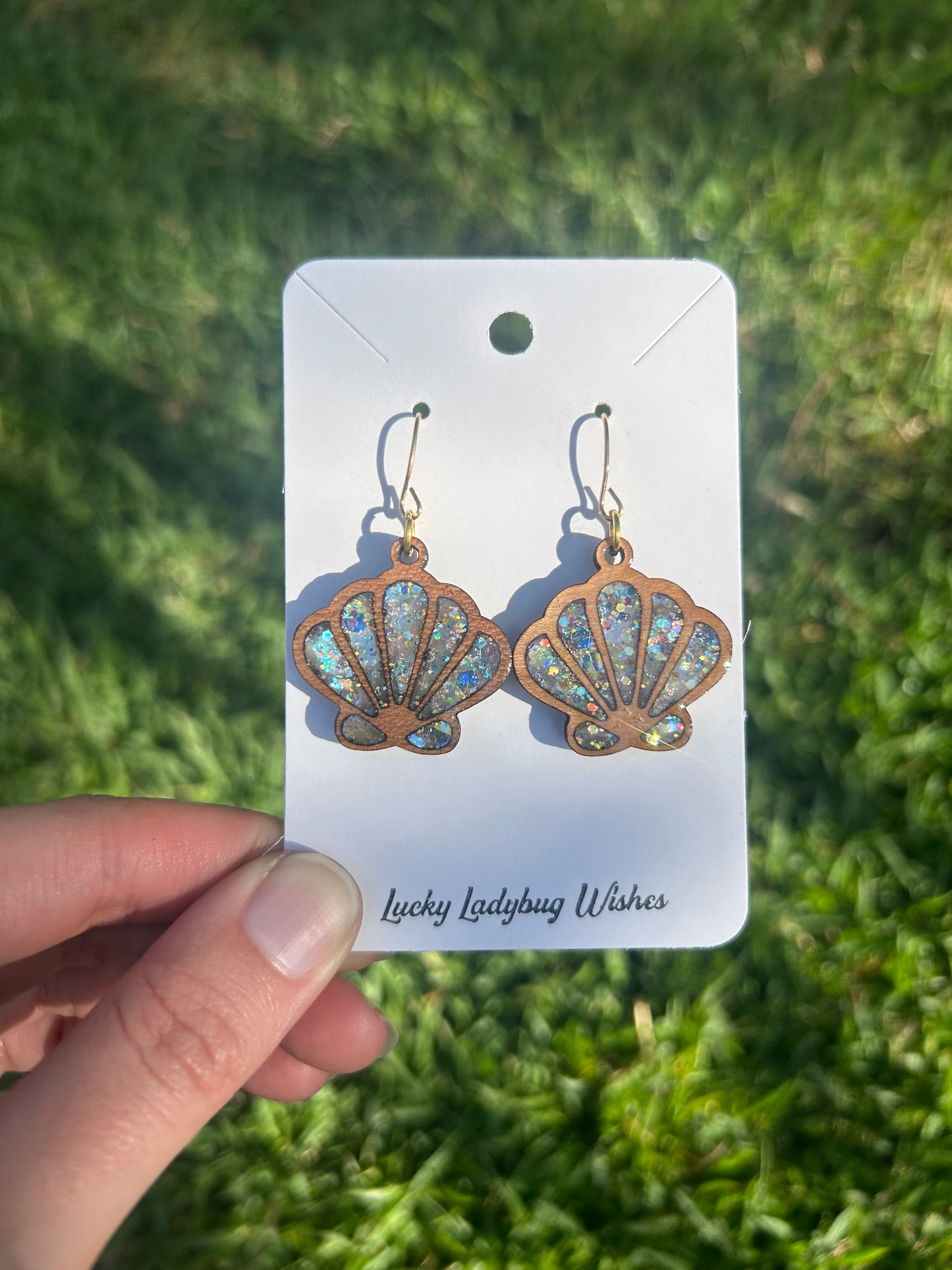 Shells wooden earrings