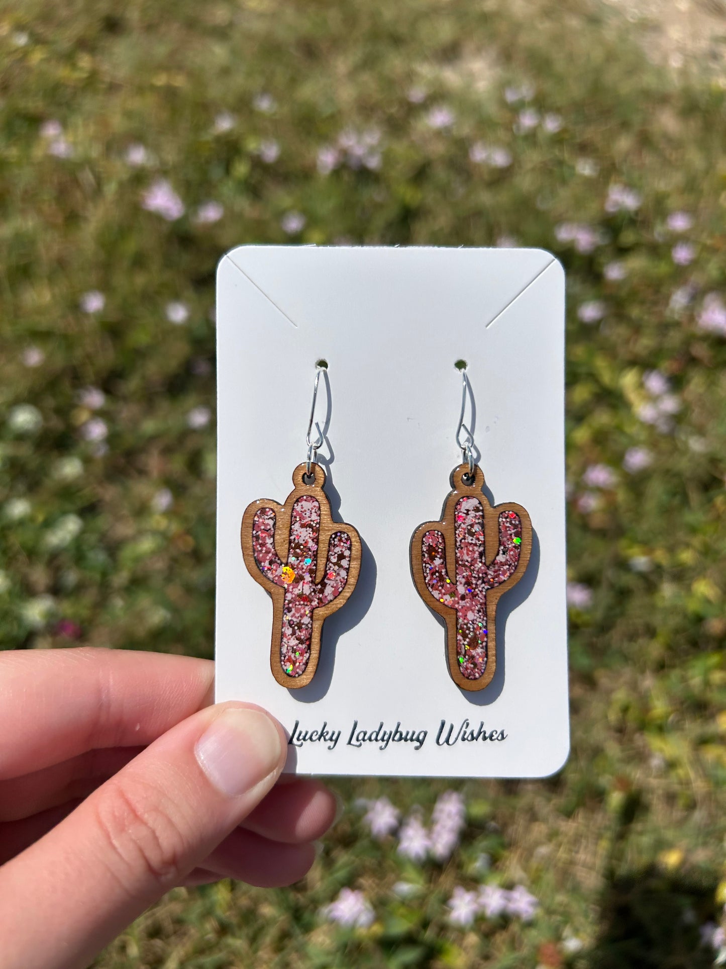 Cactus wooden earrings
