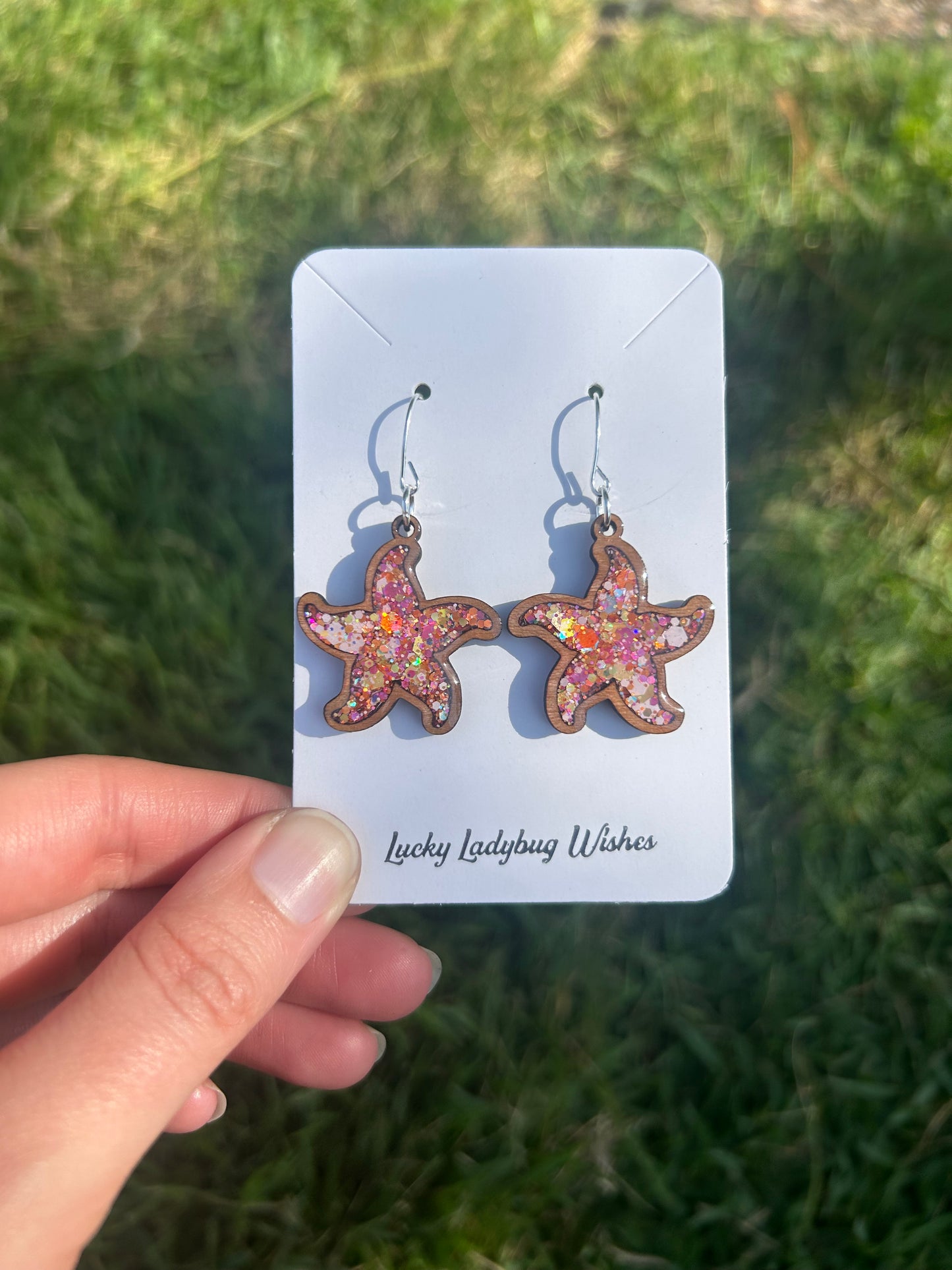 Starfish wooden earrings