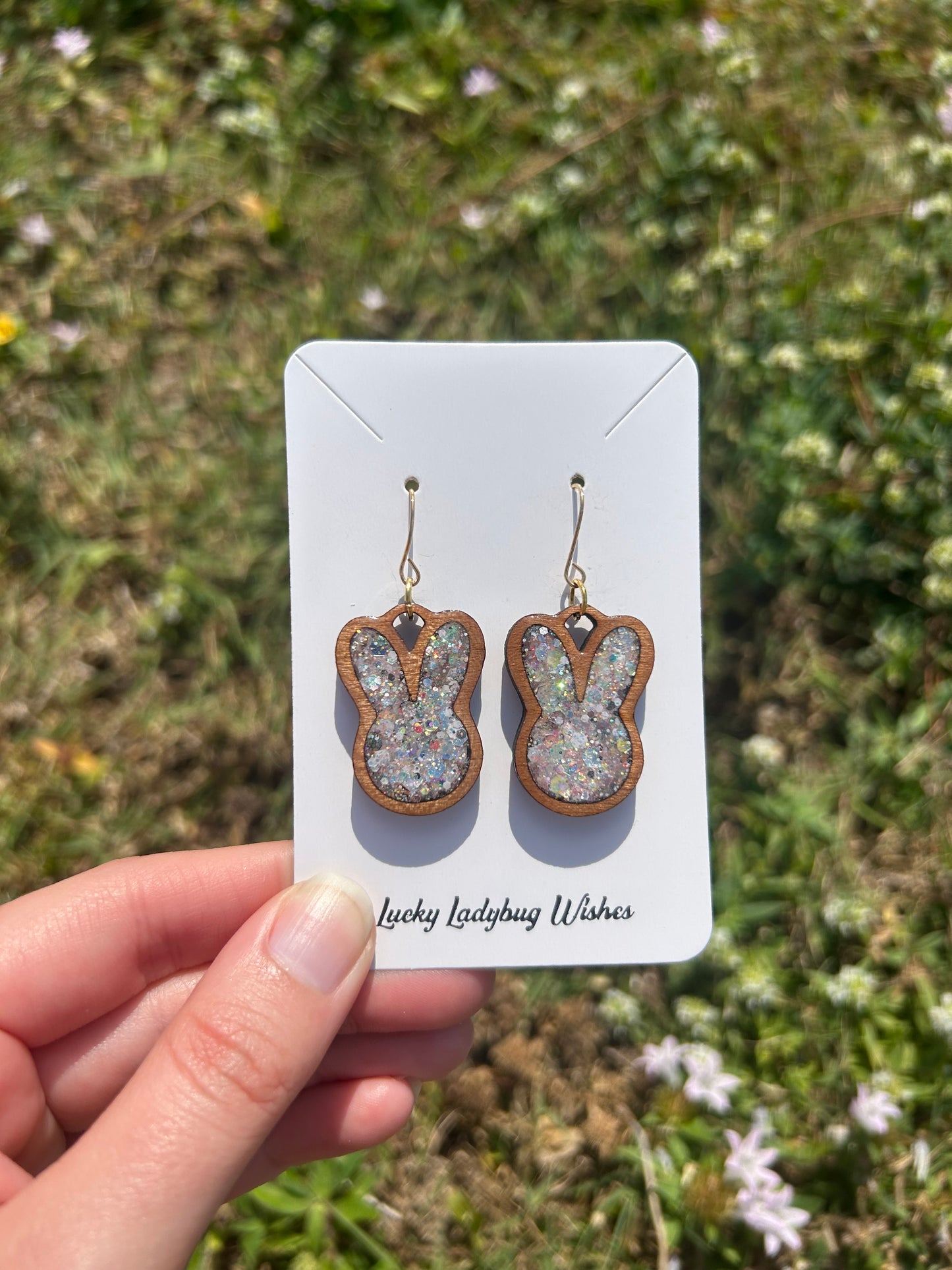 Bunny wooden earrings