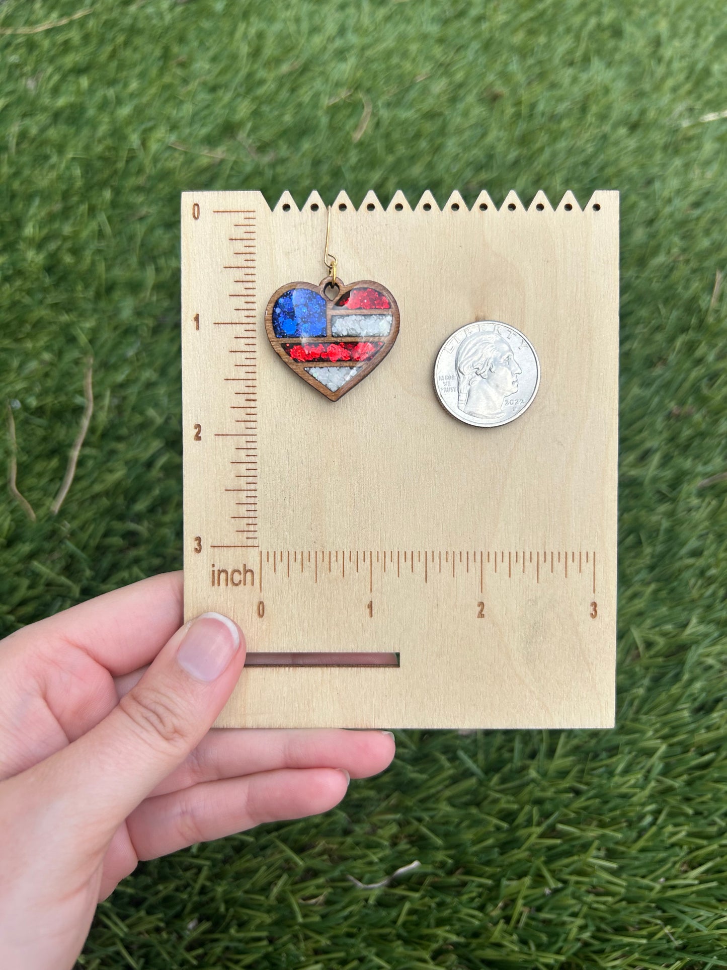 American heart wooden earrings
