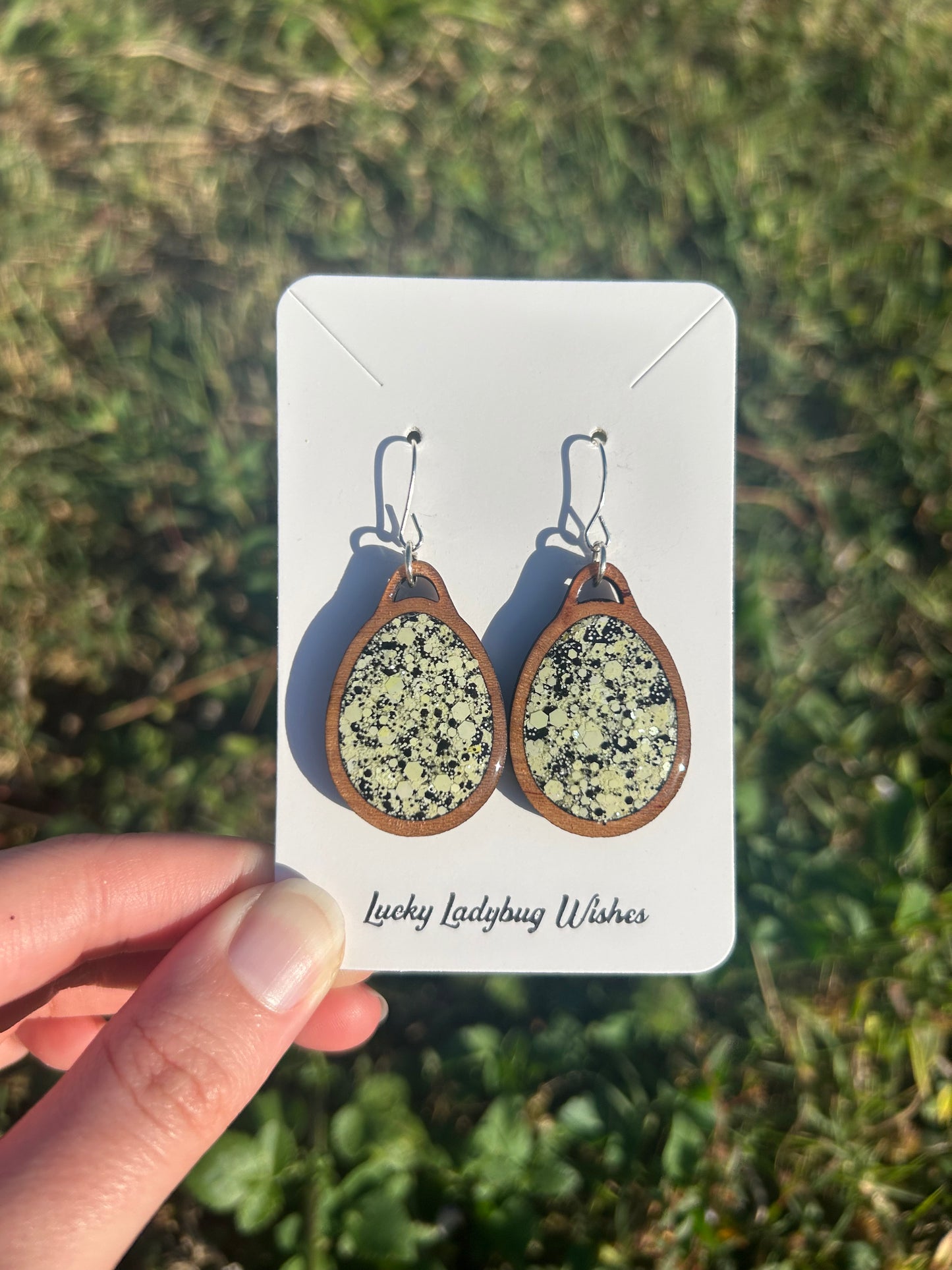 Egg wooden earrings