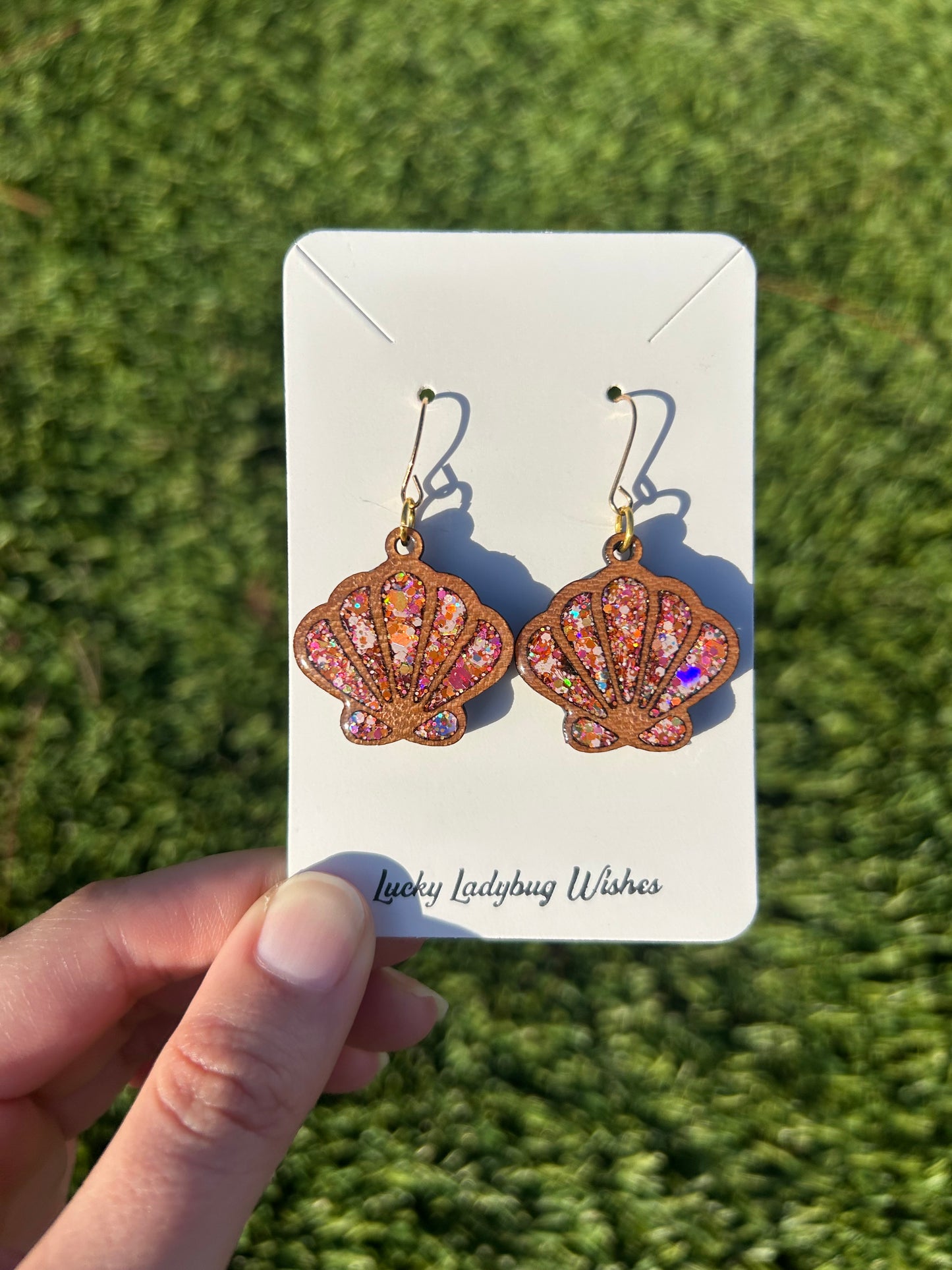 Shells wooden earrings