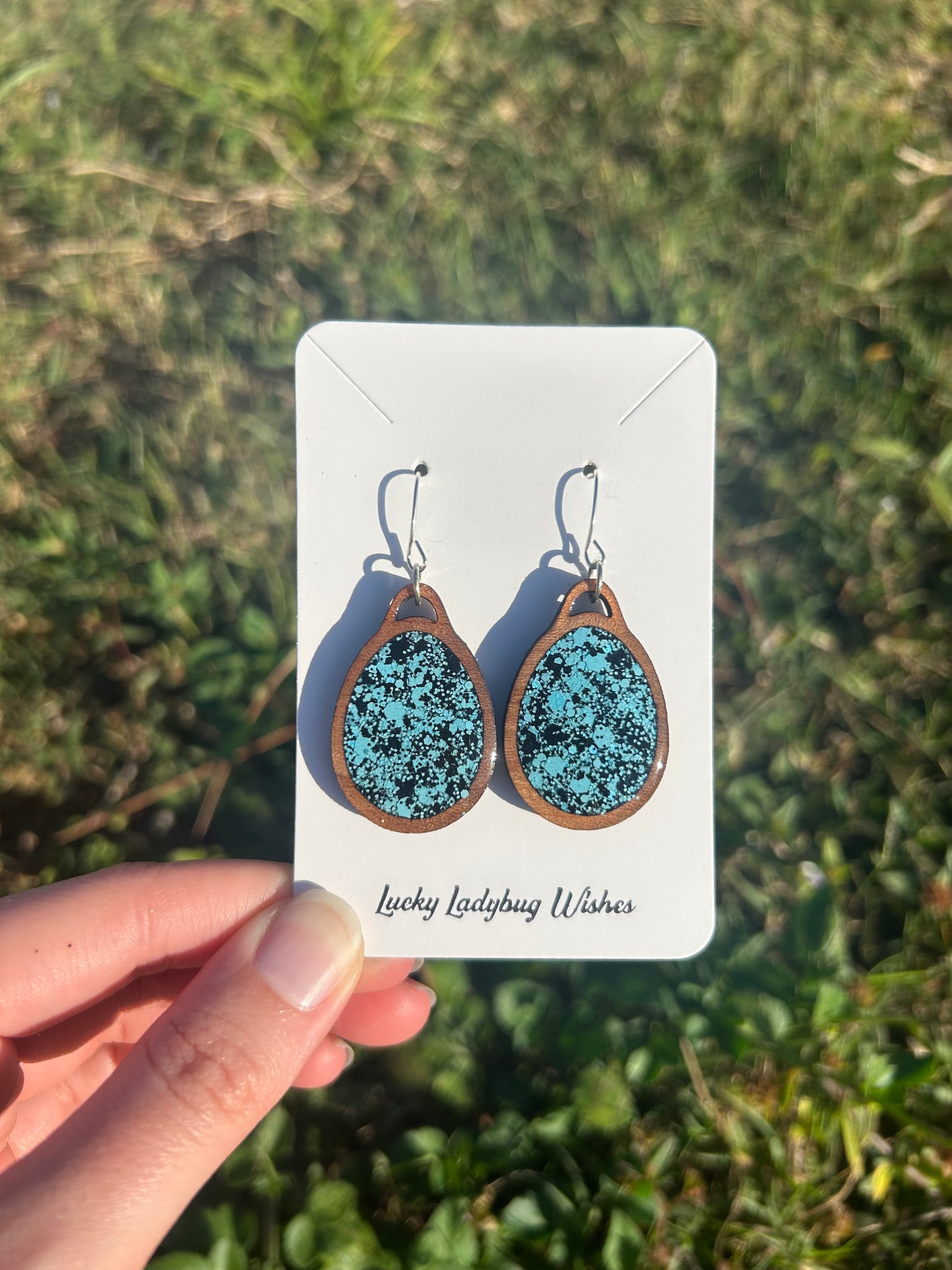 Egg wooden earrings