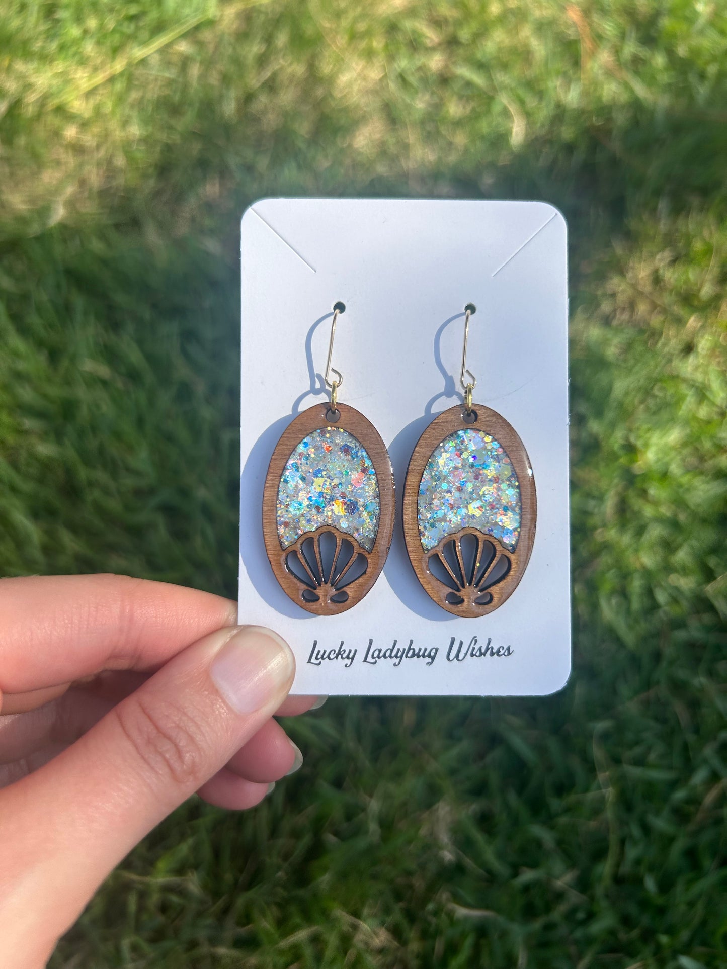 Oval Shells wooden earrings