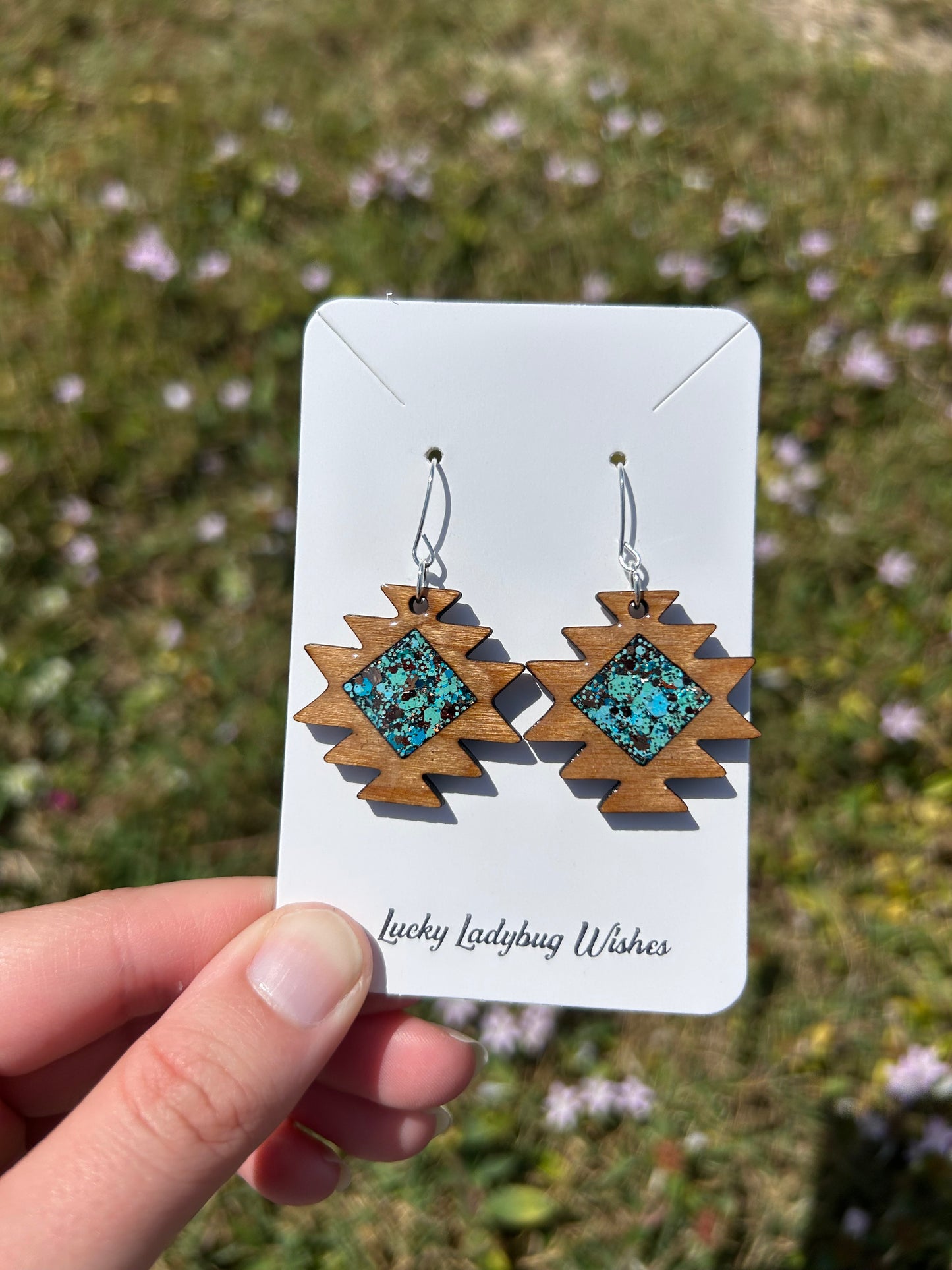 Aztec wooden earrings