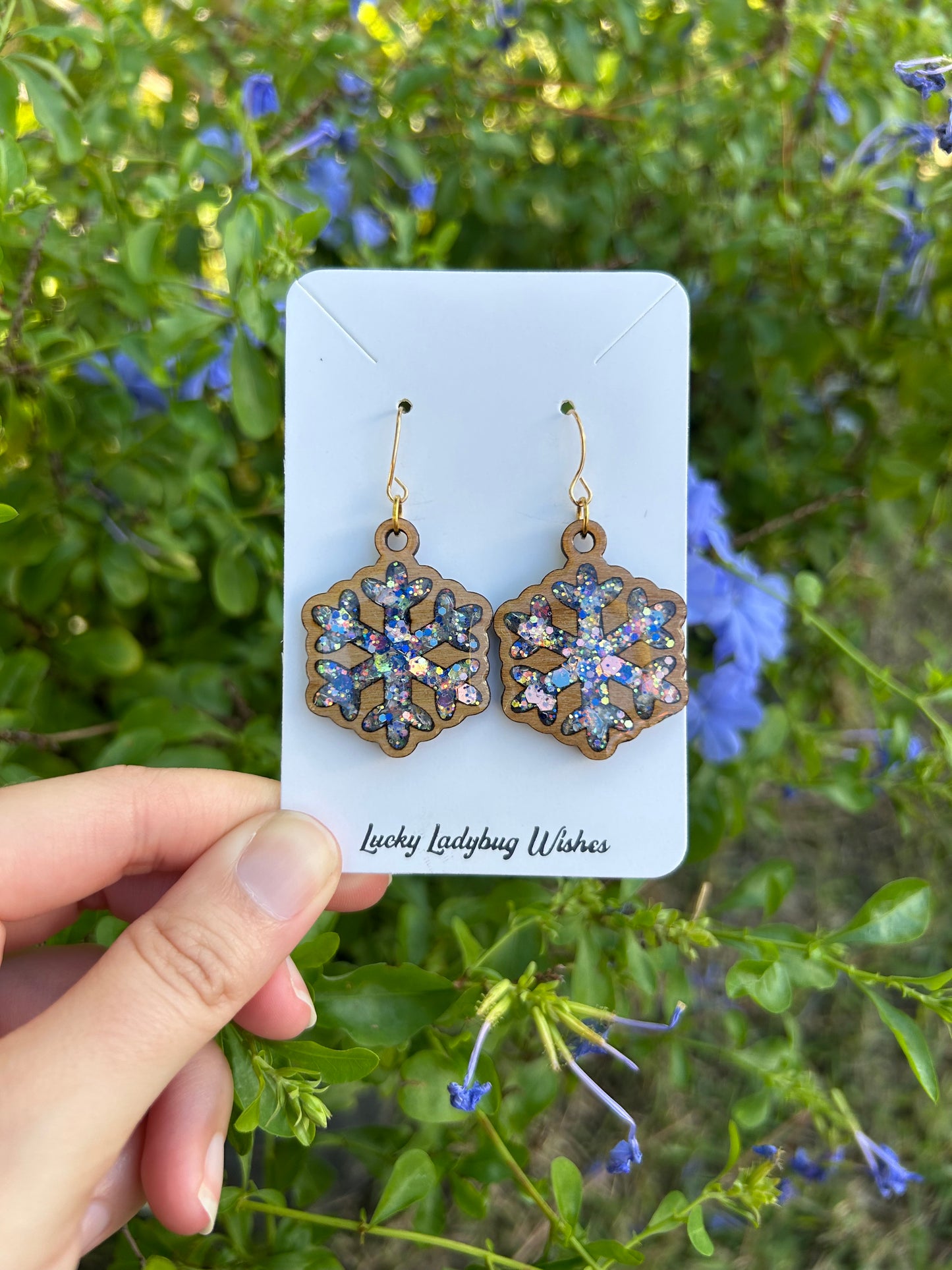Snowflake Wooden earrings