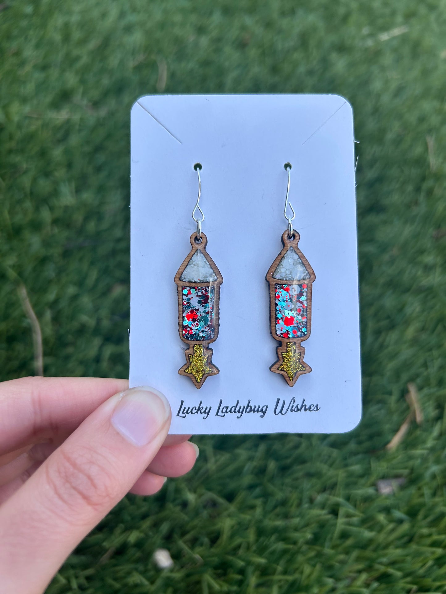 Full Fireworks wooden earrings