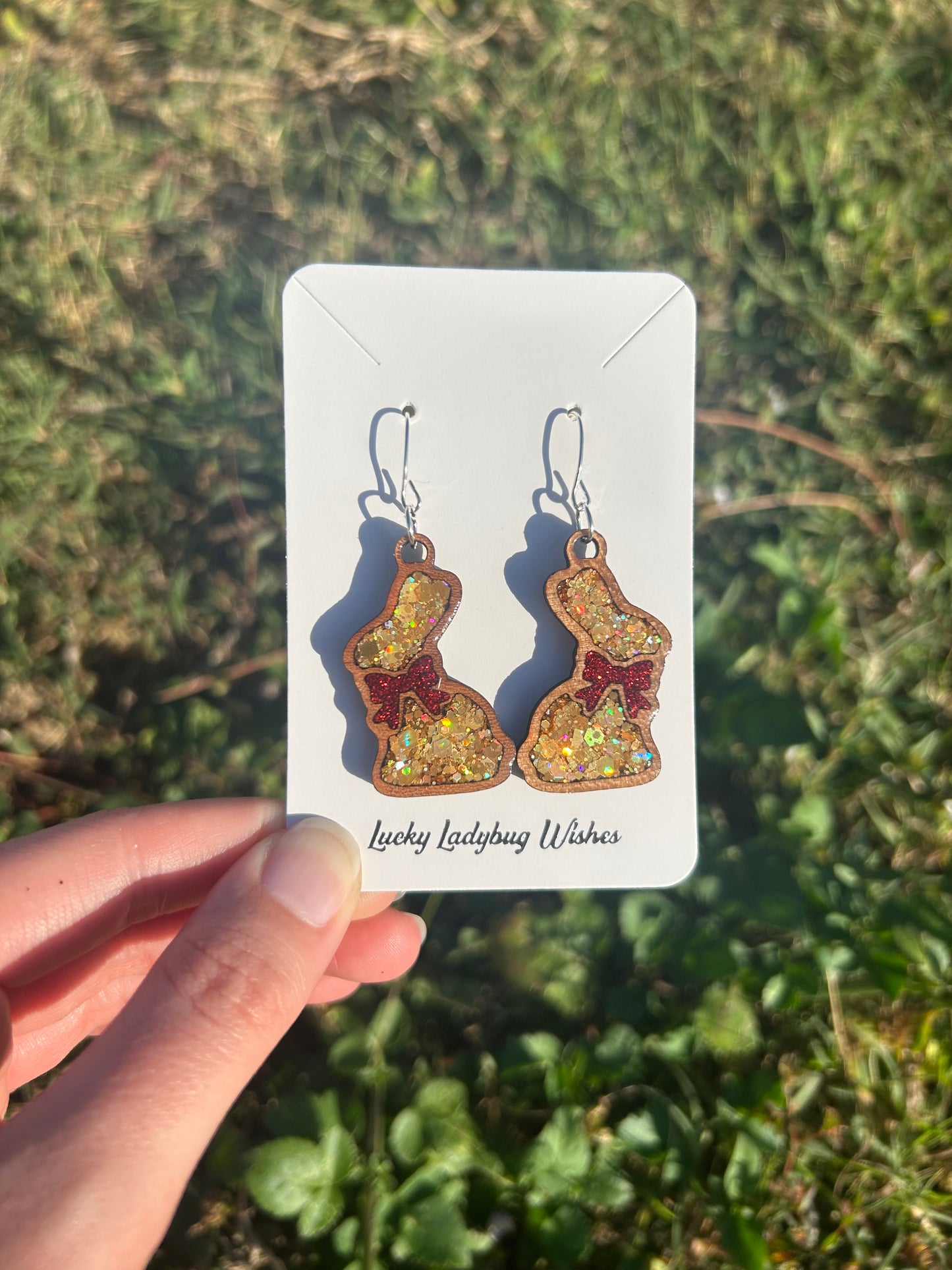 Chocolate bunny wooden earrings