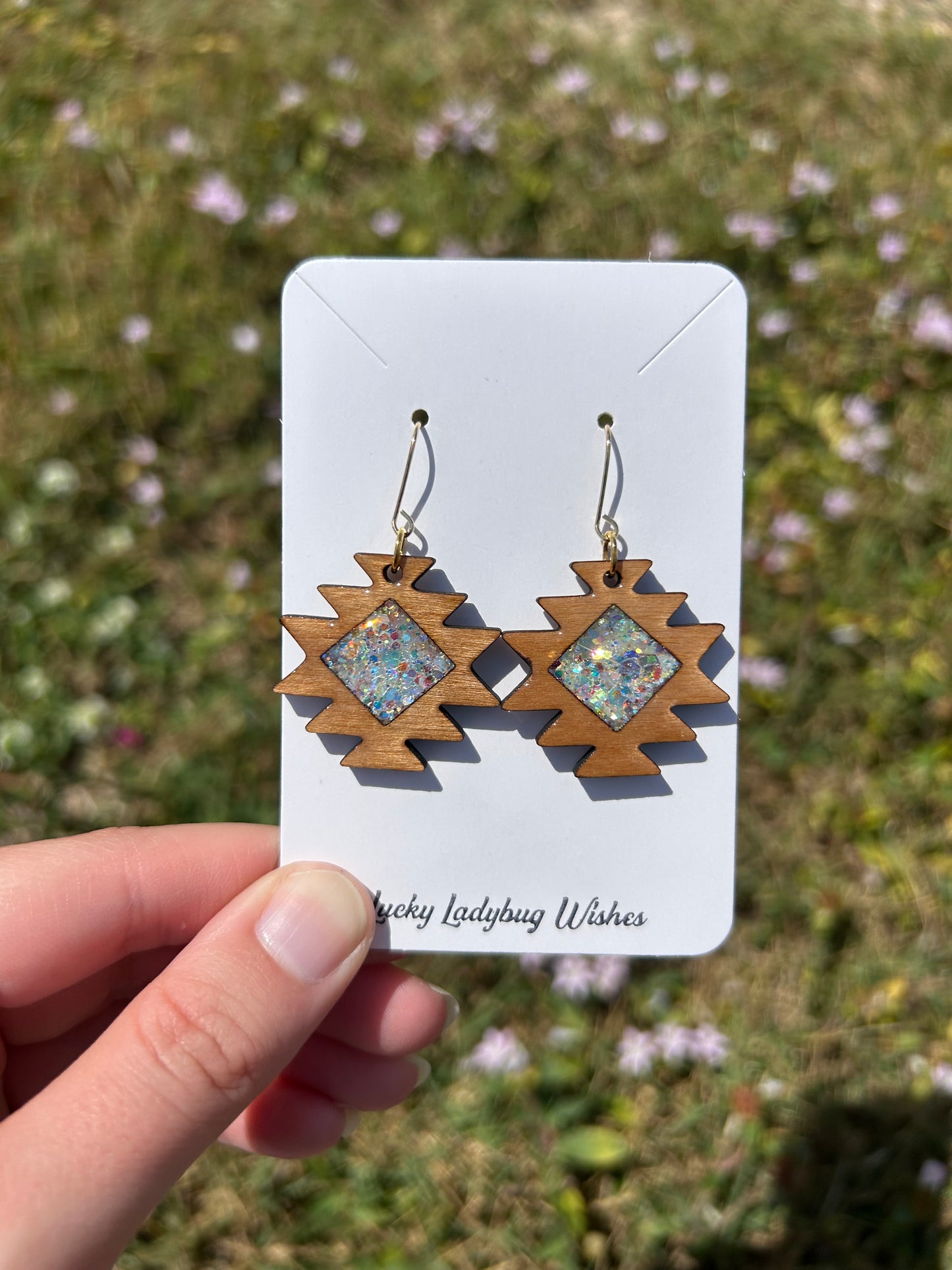 Aztec wooden earrings