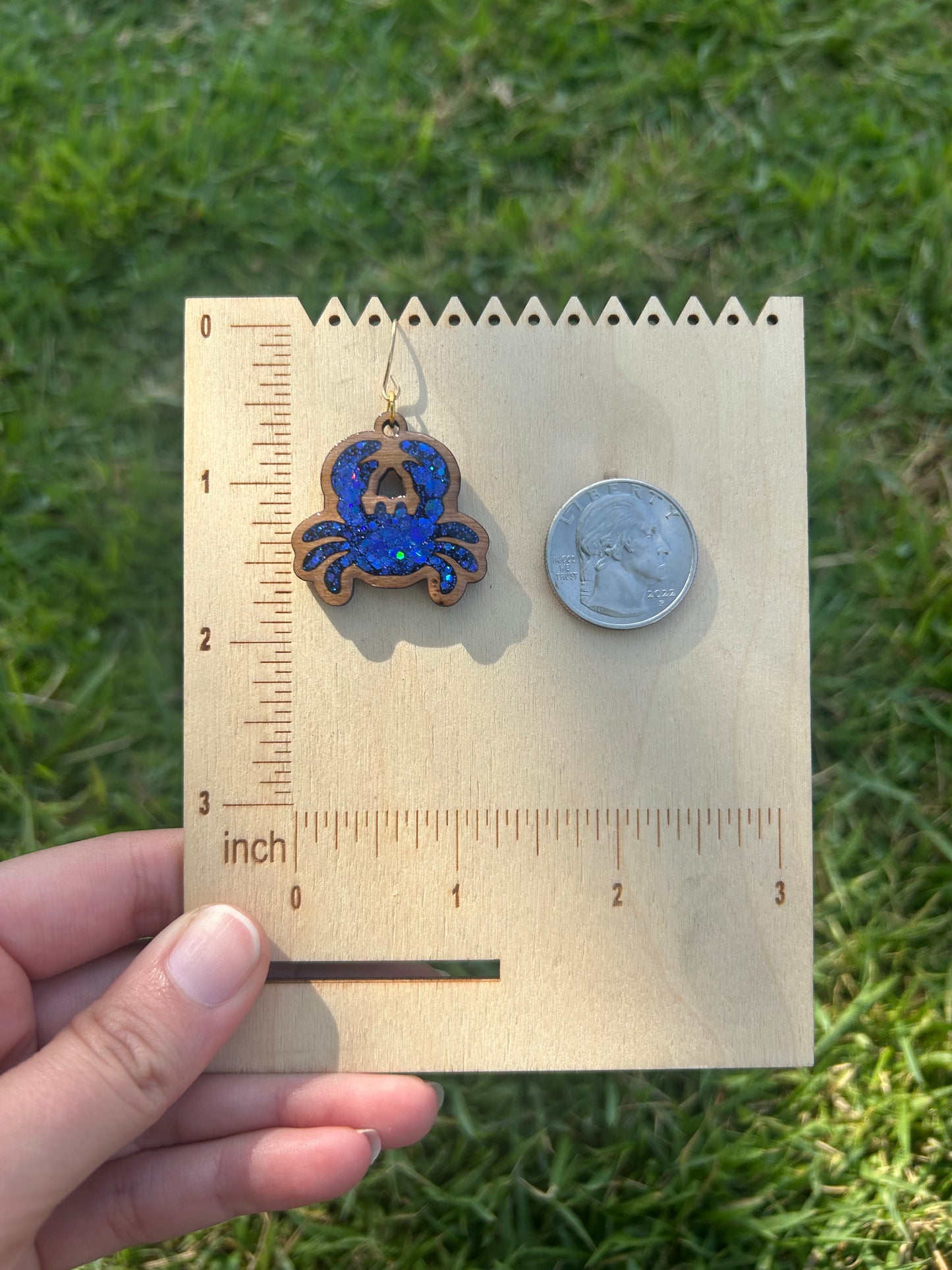 Crab wooden earrings
