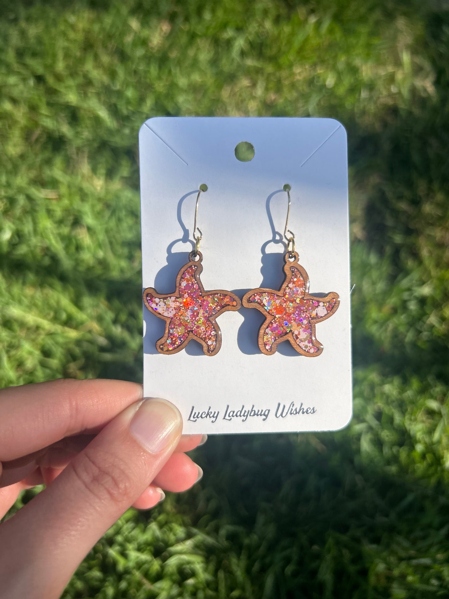 Starfish wooden earrings