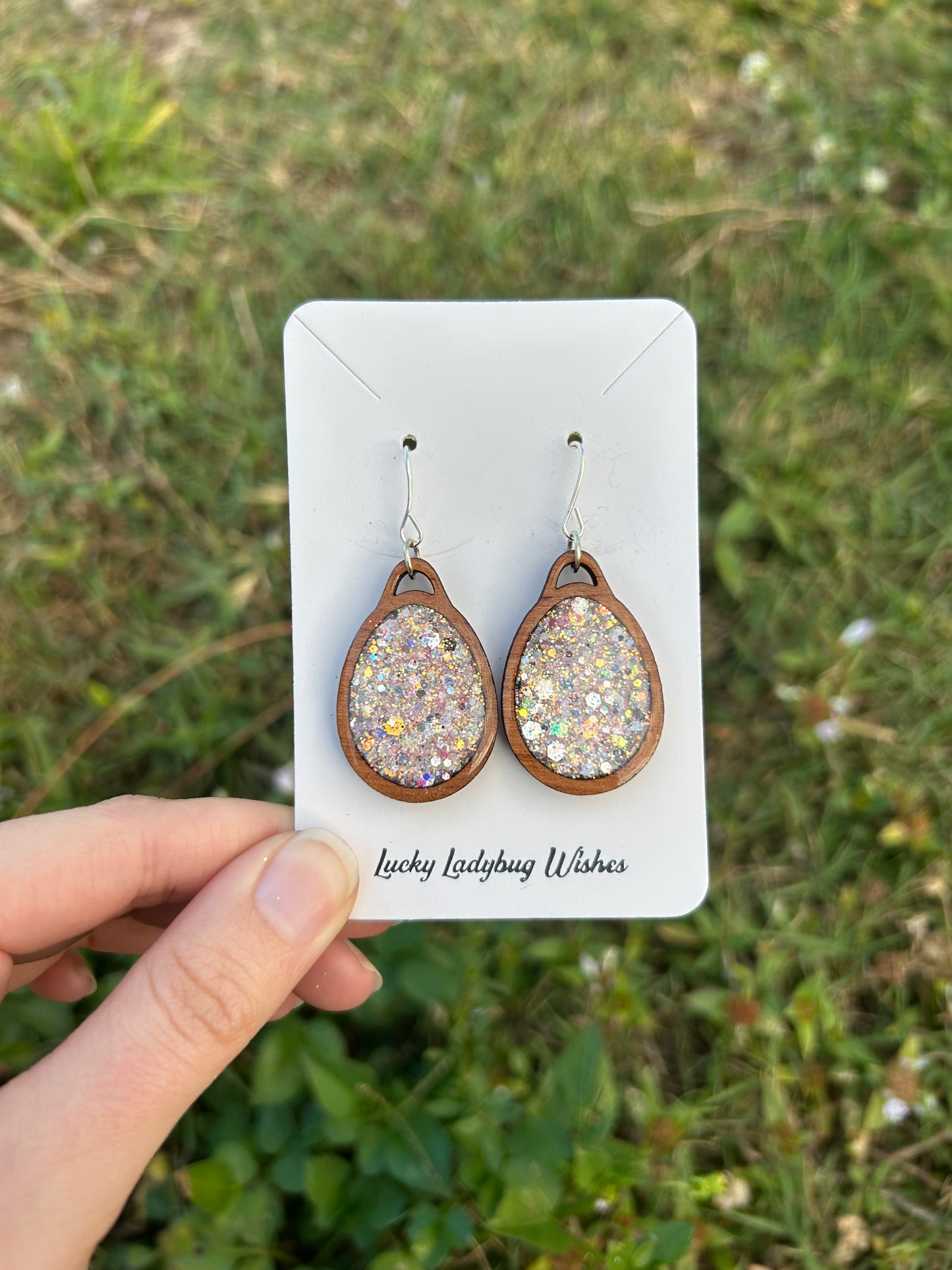 Egg wooden earrings