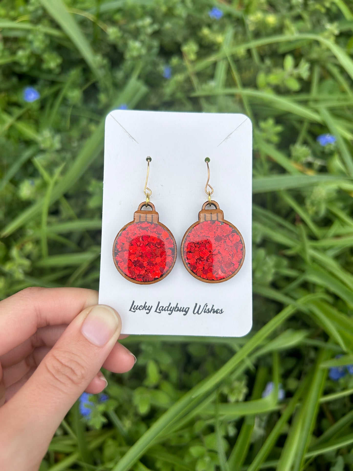 Wooden ornament earrings