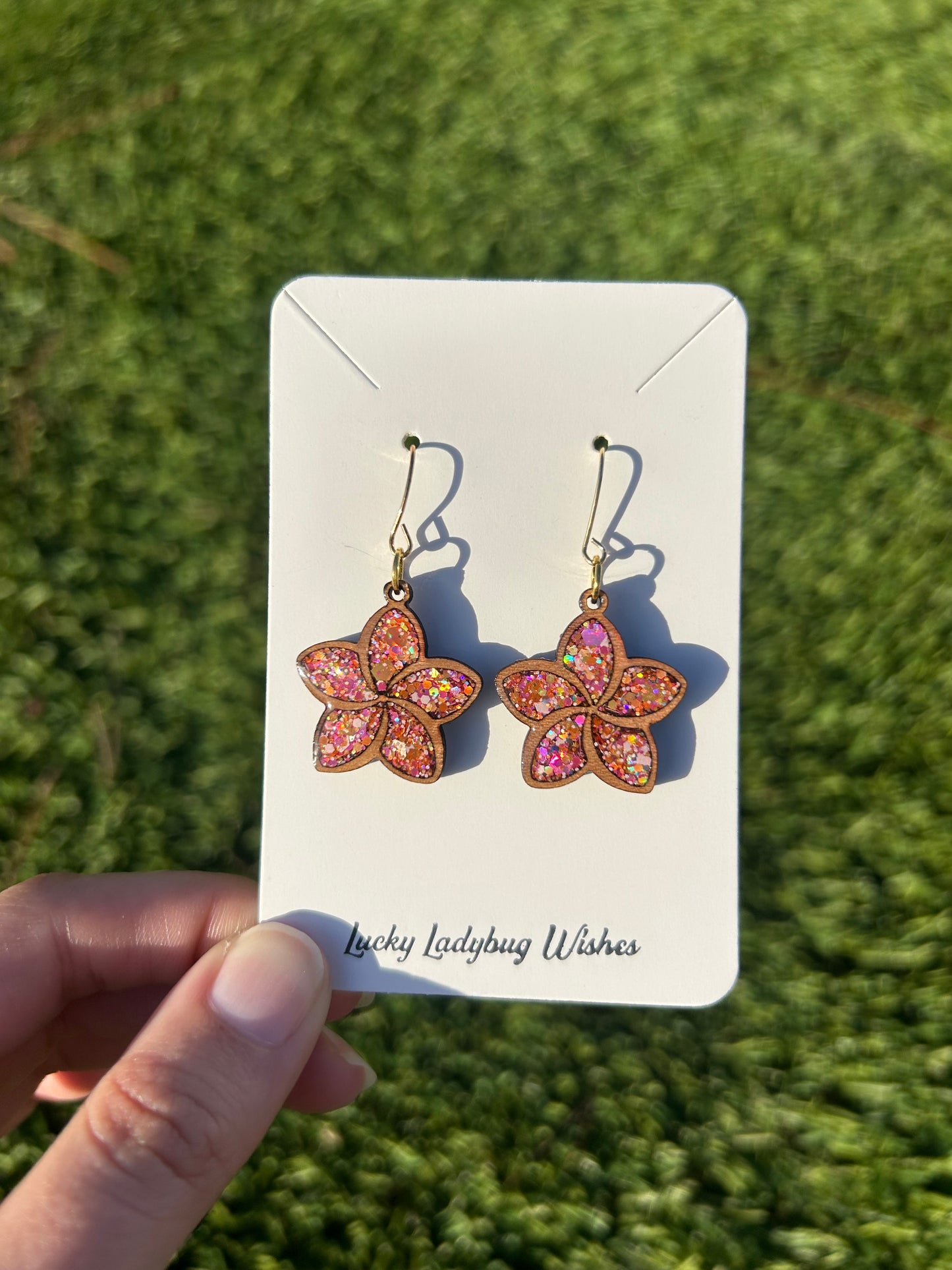 Plumeria wooden earrings
