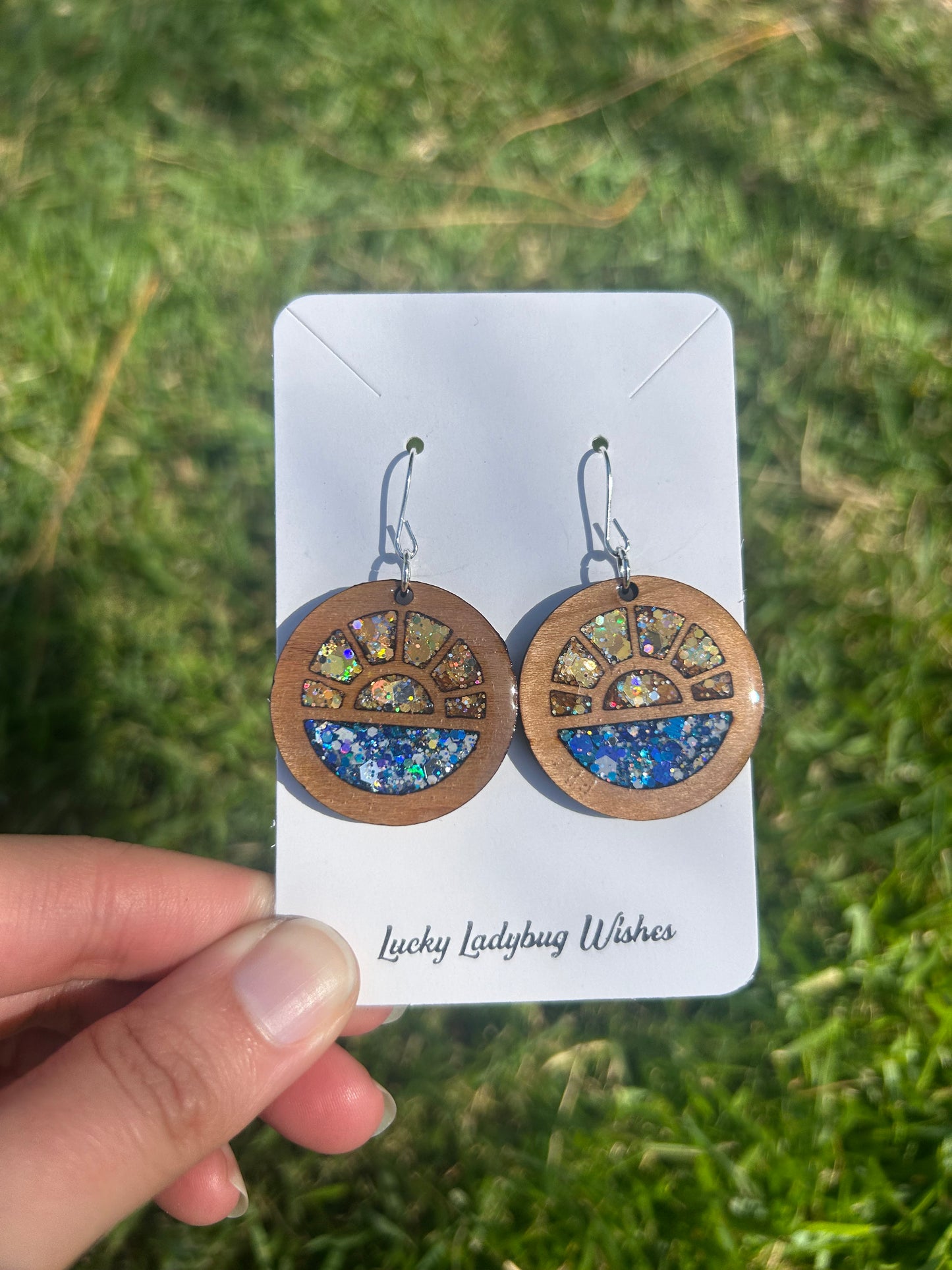 Sunrise Hoops wooden earrings