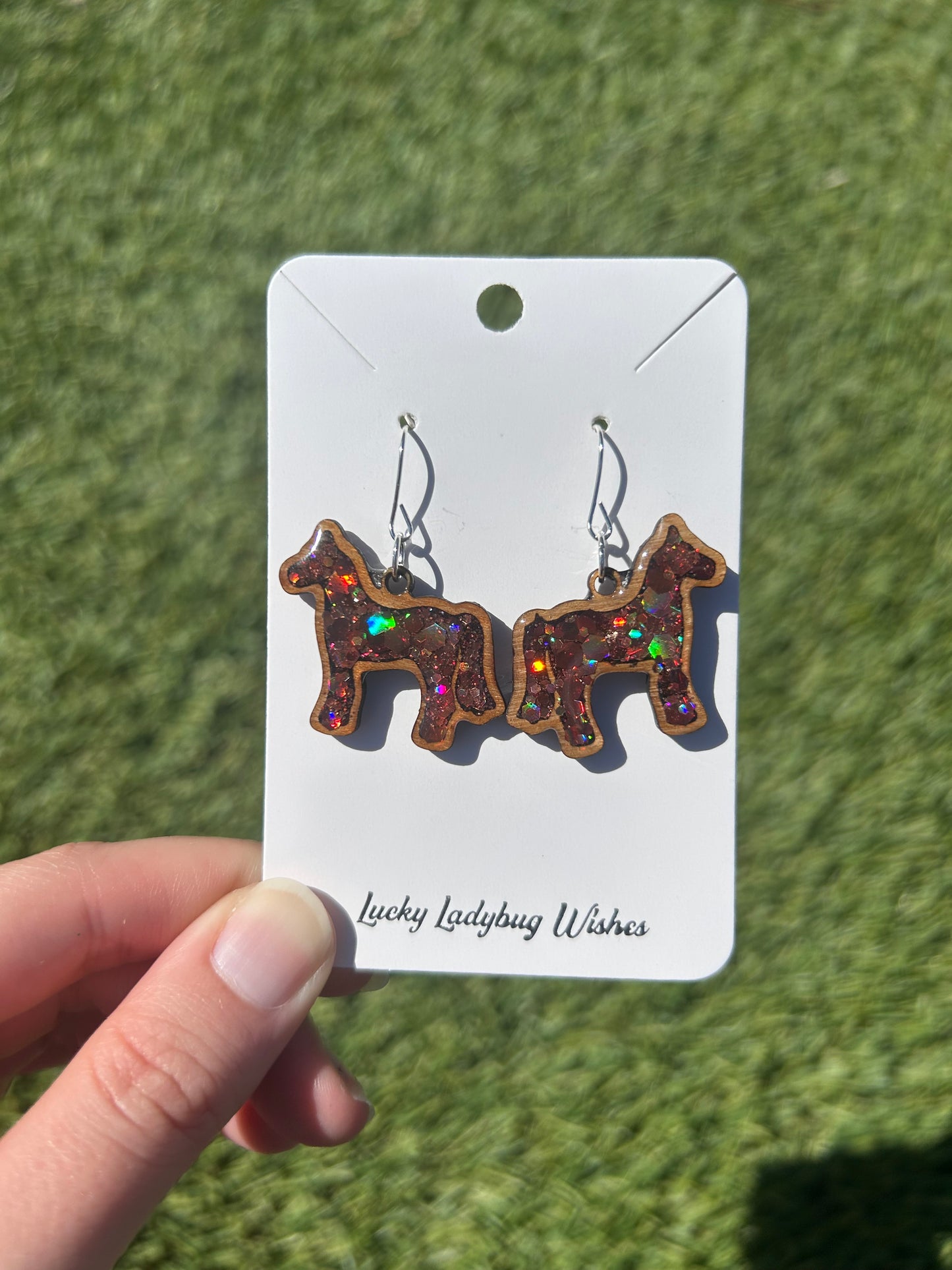 Horse wooden earrings