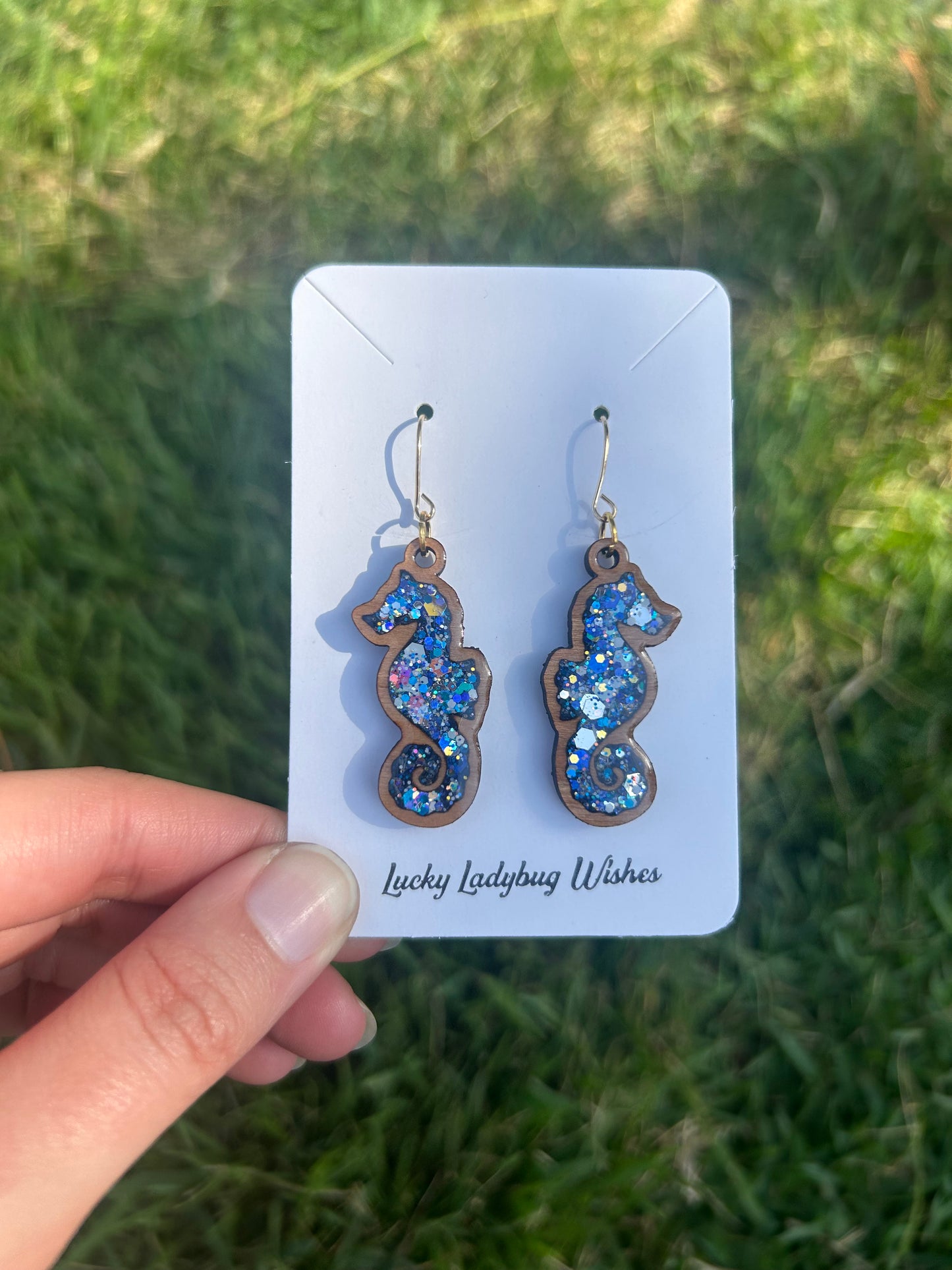 Seahorse wooden earrings