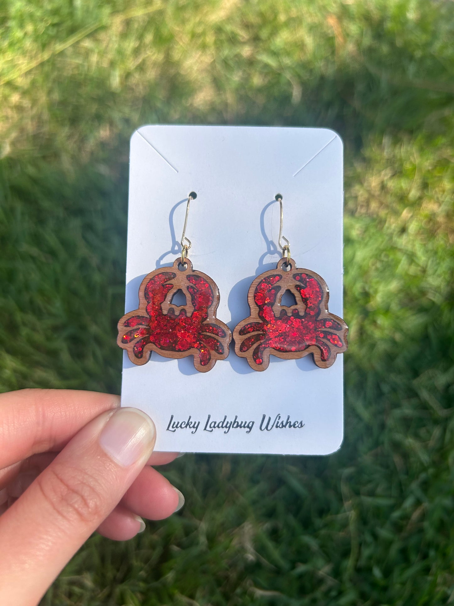 Crab wooden earrings