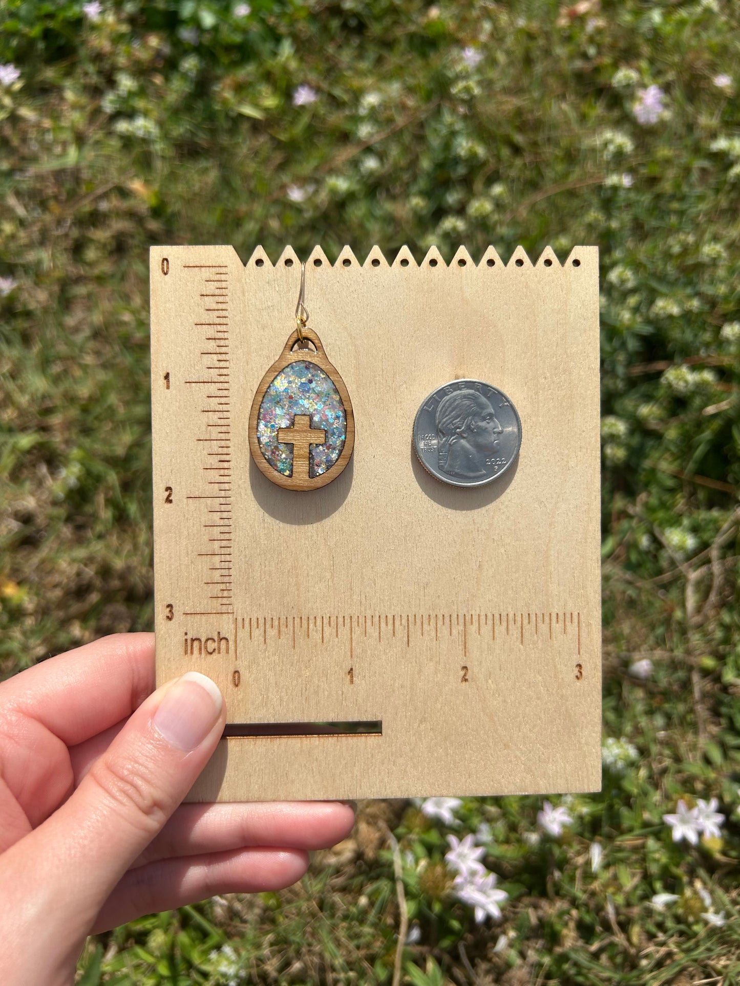 Cross wooden earrings