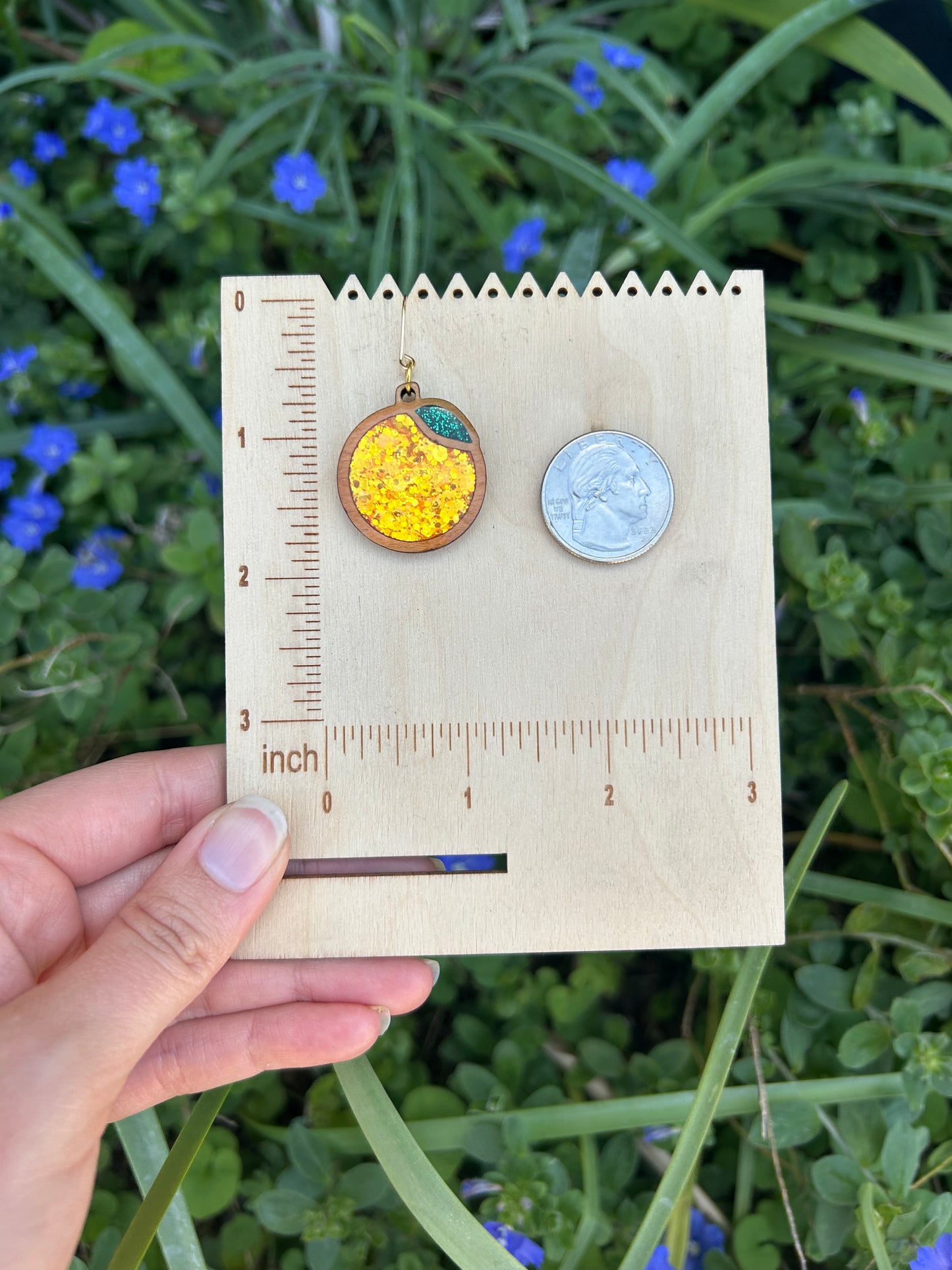 Orange wooden earrings