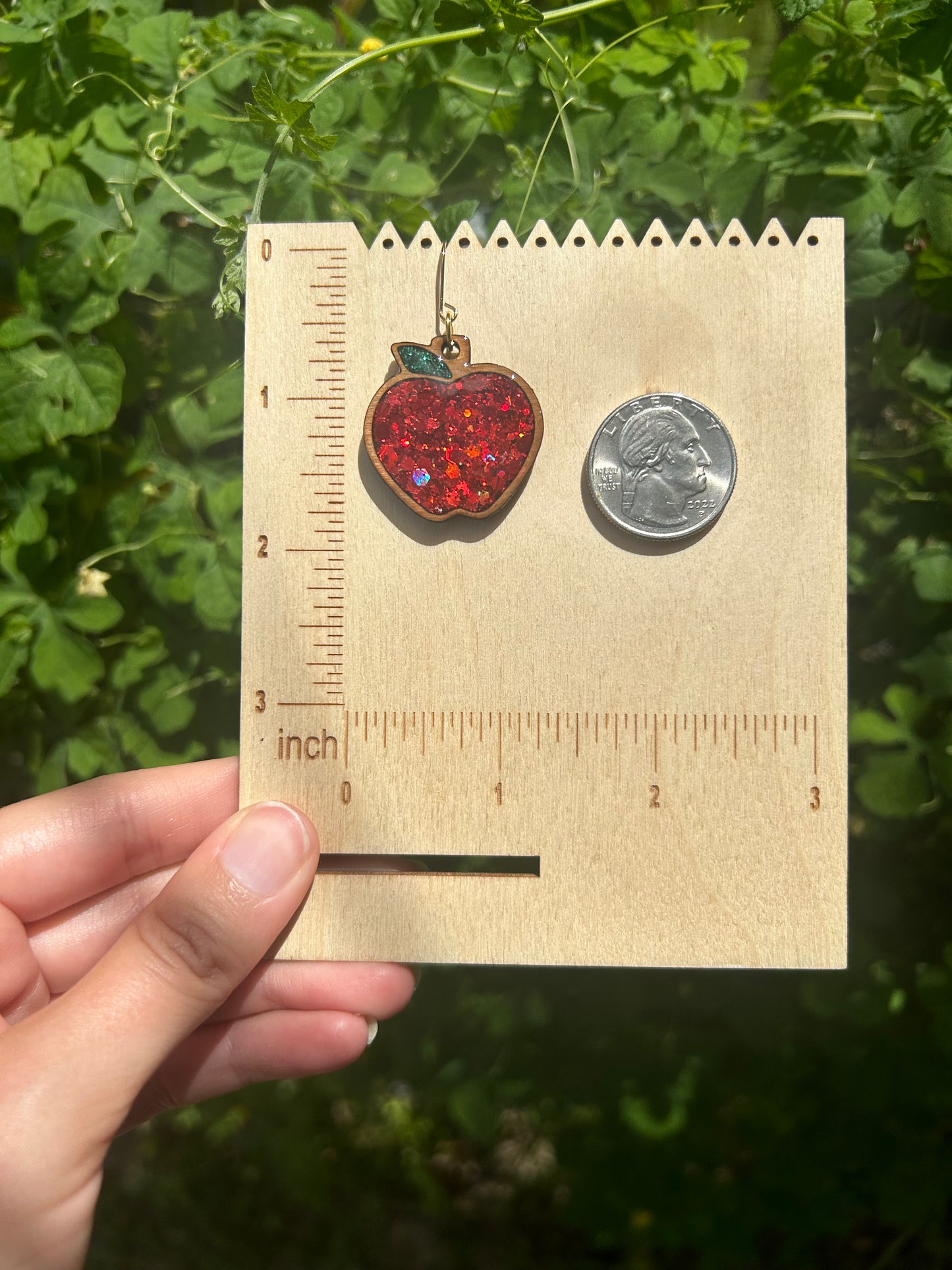 Wooden apple earrings