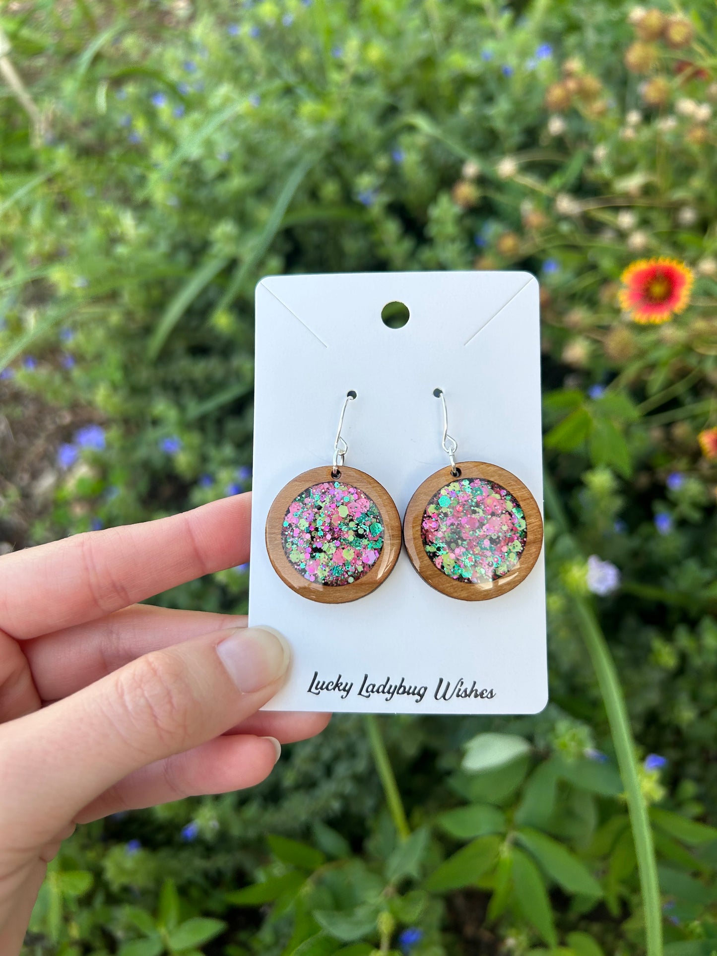 Watermelon Moonshine wooden earrings